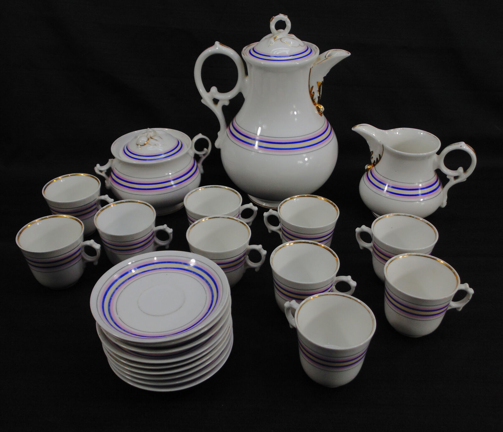 Art Deco Striped Tea Set - KPM Carl Tielsch