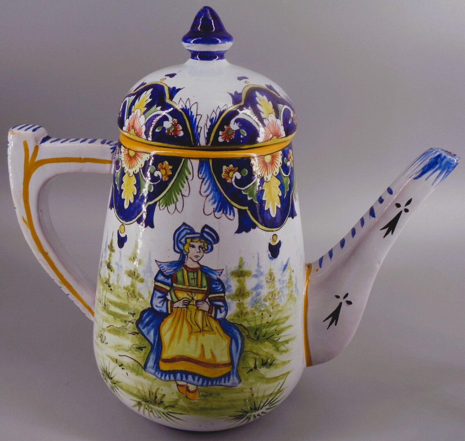 Antique Quimper Henriot Tea Set, Breton Style
