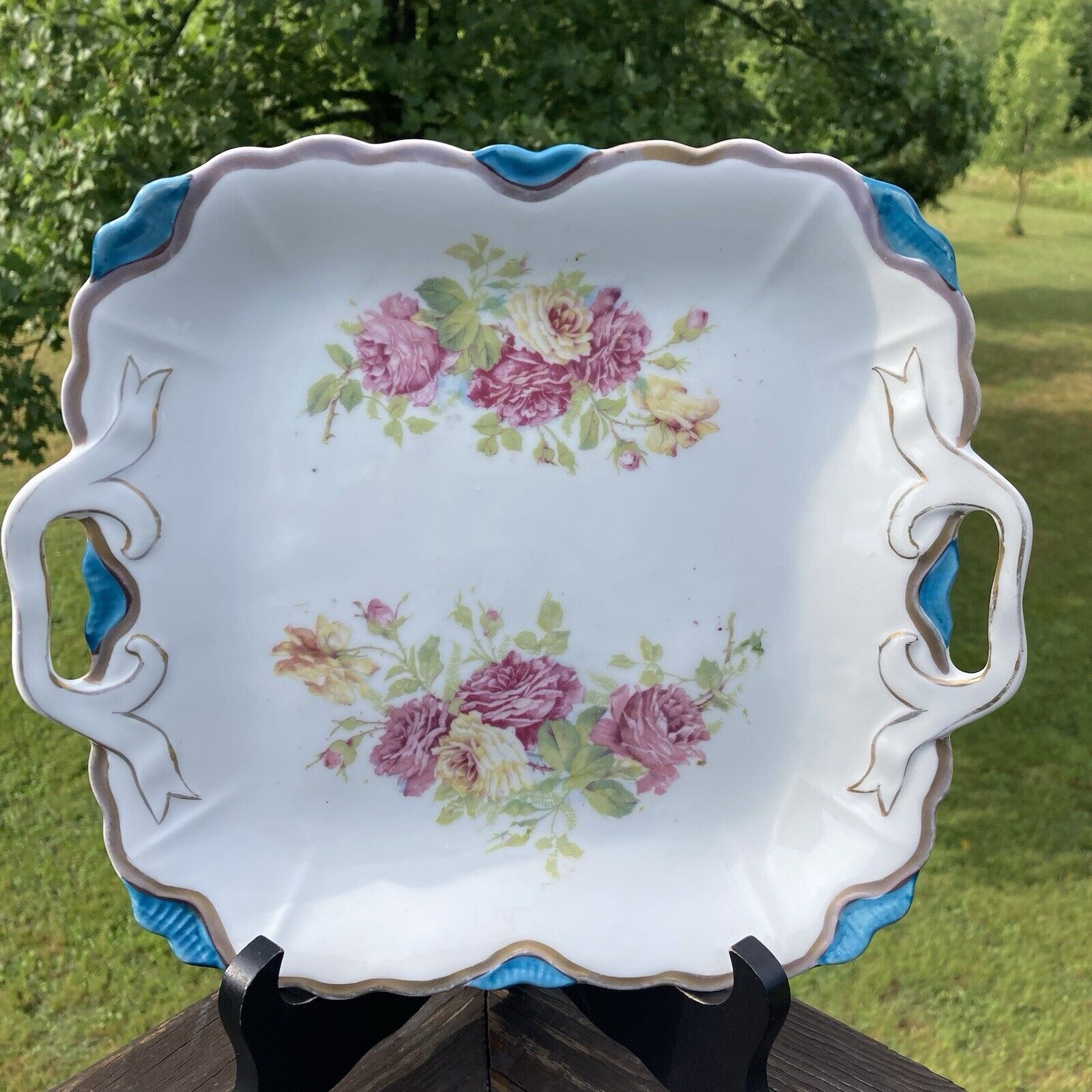 Victorian 1800s Floral Porcelain Serving Plate