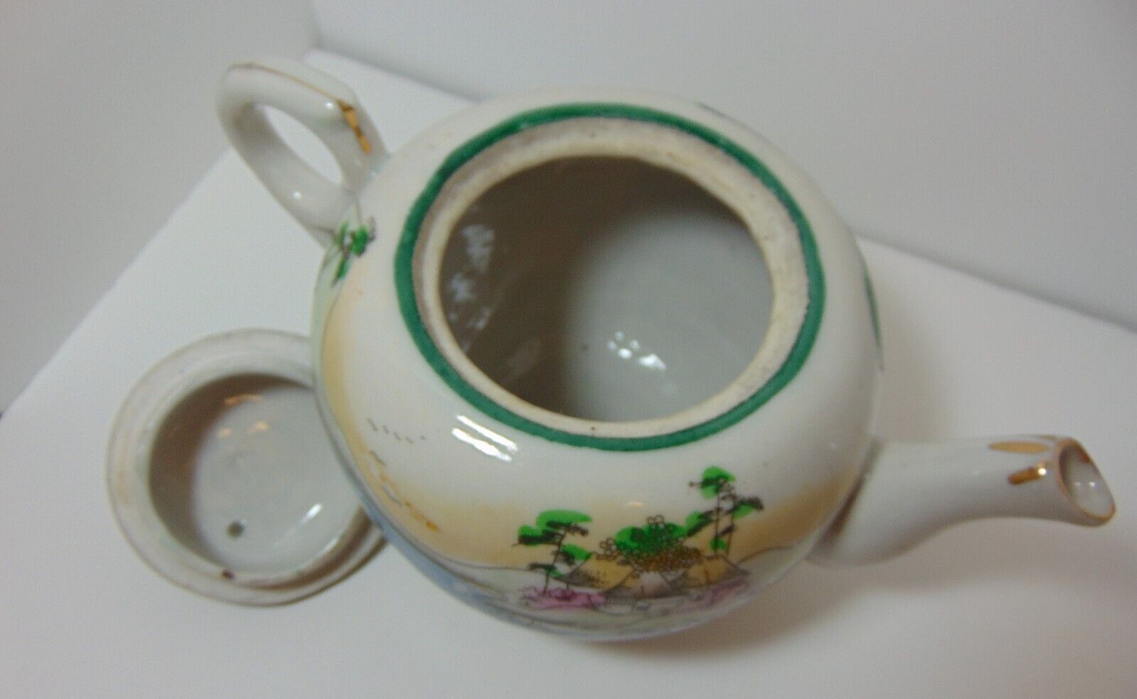 Antique Nippon Porcelain Teapot, Creamer, Sugar Set