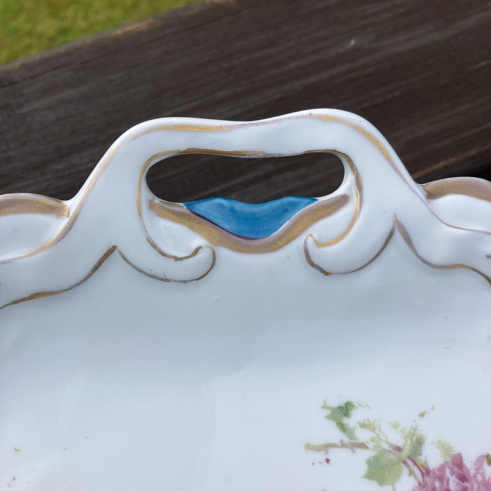 Victorian 1800s Floral Porcelain Serving Plate
