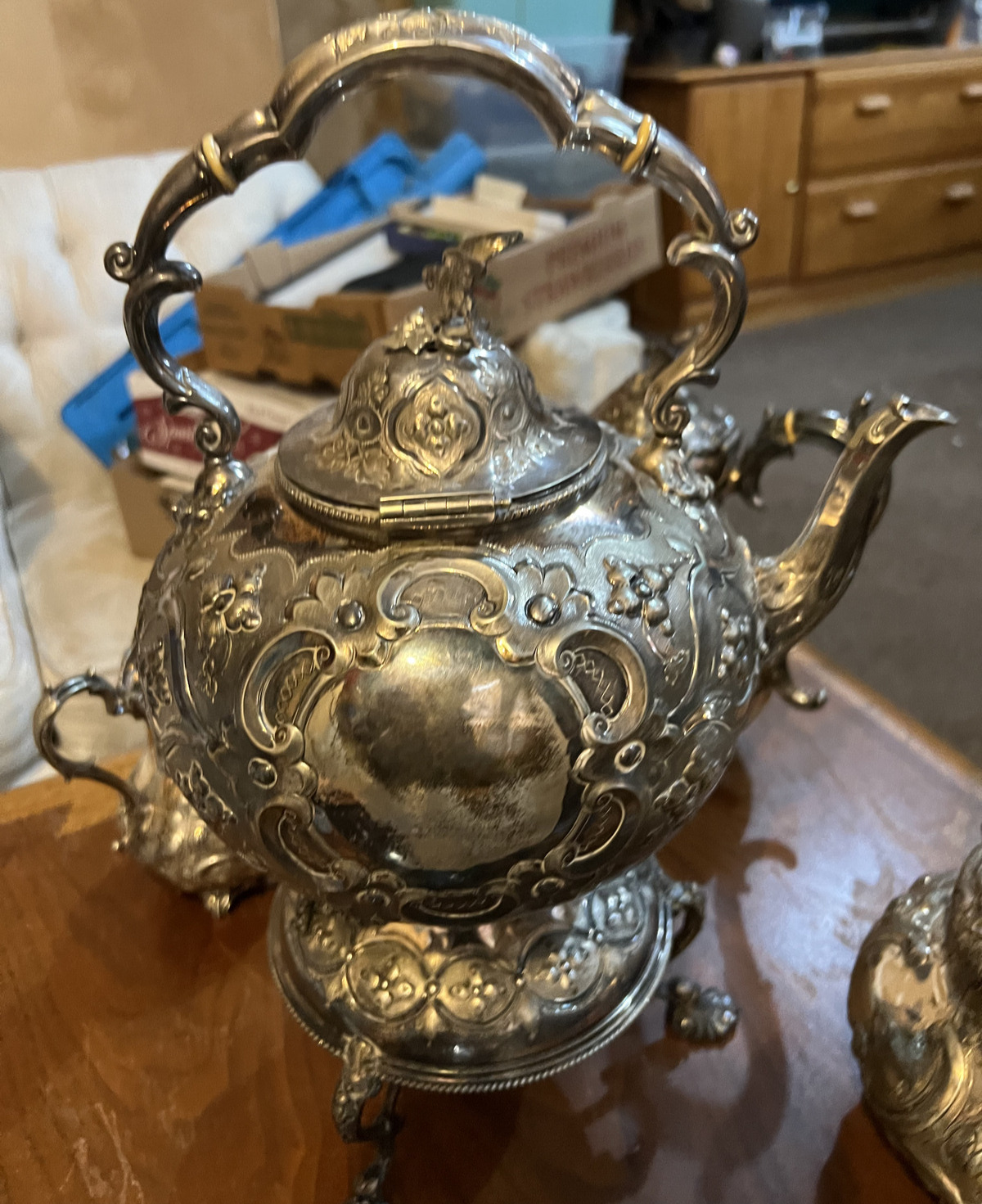 Antique 1800s Martin Hall Silver Plated Tea Set