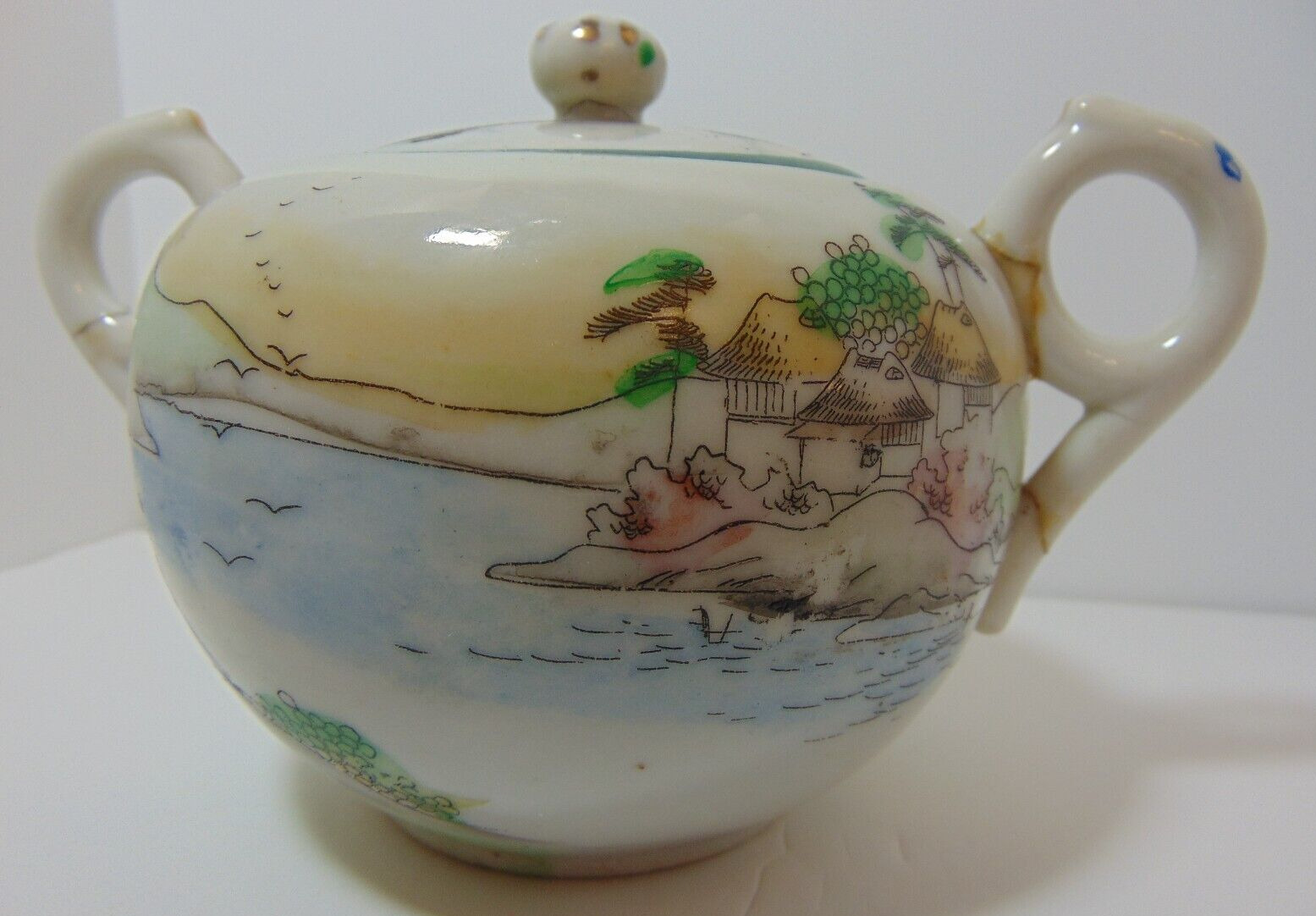 Antique Nippon Porcelain Teapot, Creamer, Sugar Set