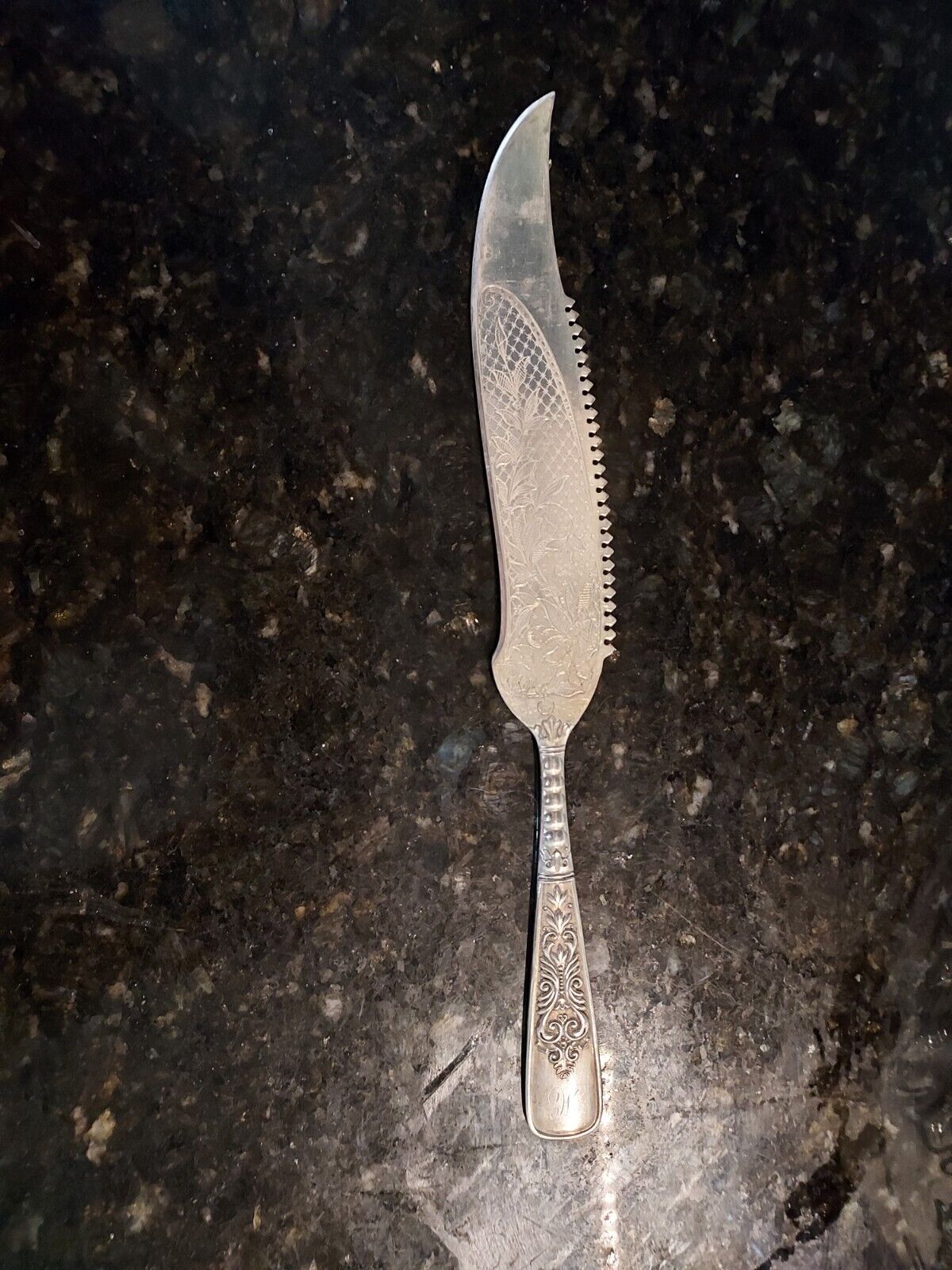 Monogrammed 1800s Rogers Bros Cake Knife