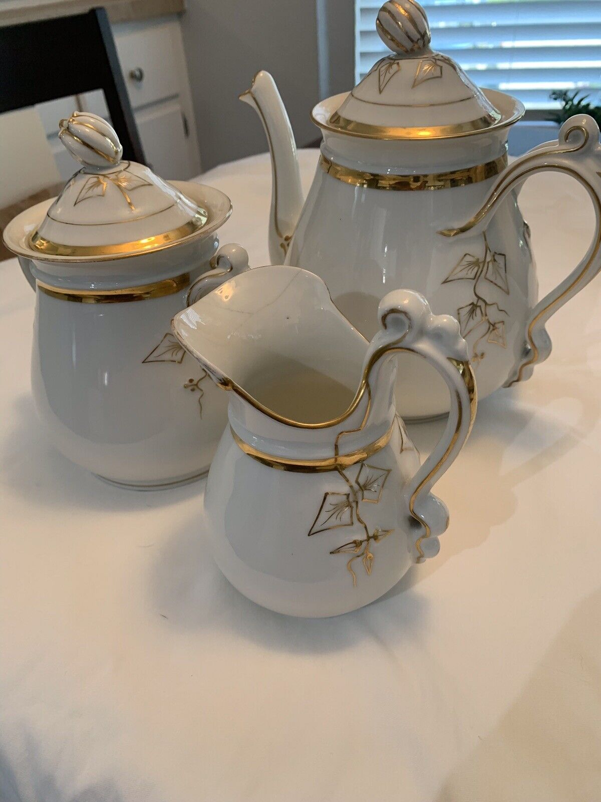 Antique Ch Field Haviland White & Gold Tea Set