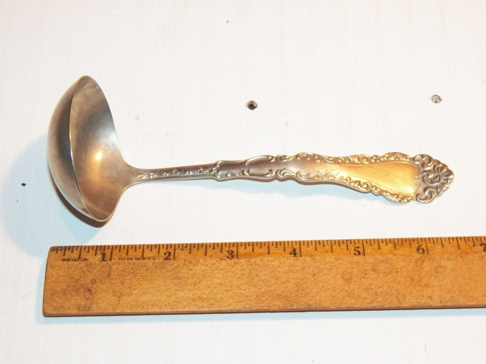 Antique 1900 Nickel Silver Soup Ladle, Webster Pattern
