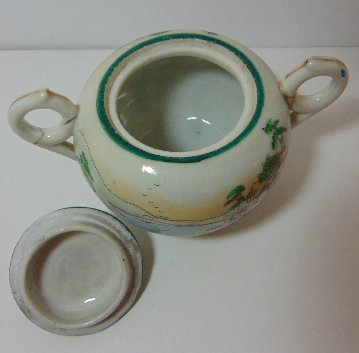 Antique Nippon Porcelain Teapot, Creamer, Sugar Set