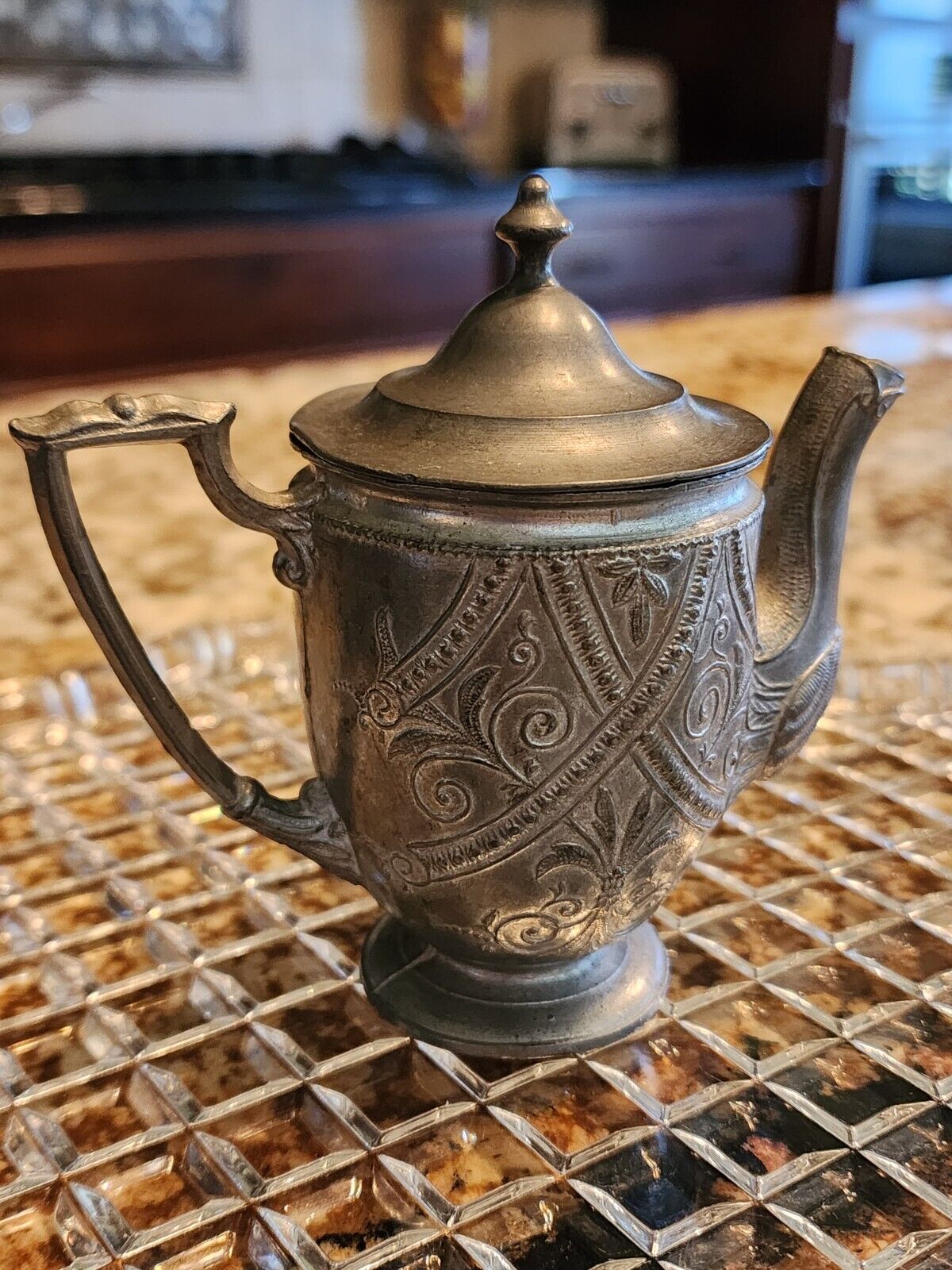 Victorian Miniature Pewter Tea Set for Children