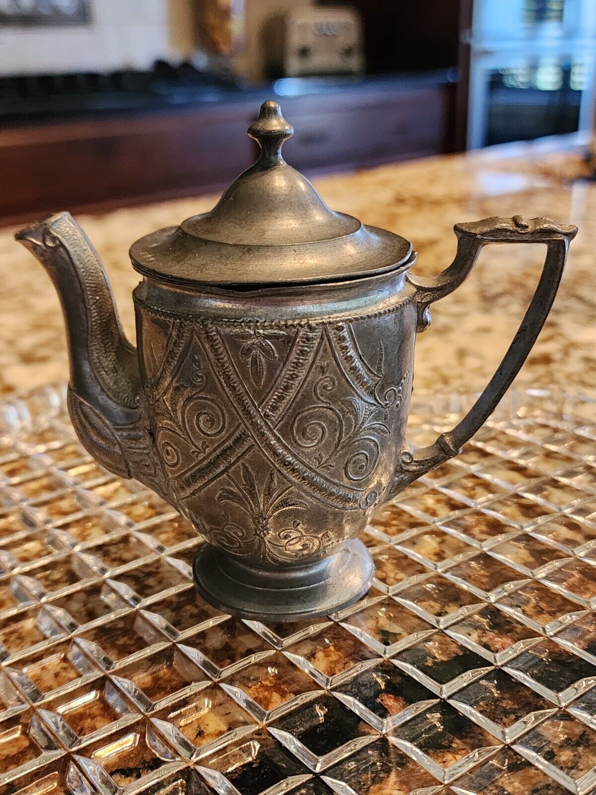 Victorian Miniature Pewter Tea Set for Children