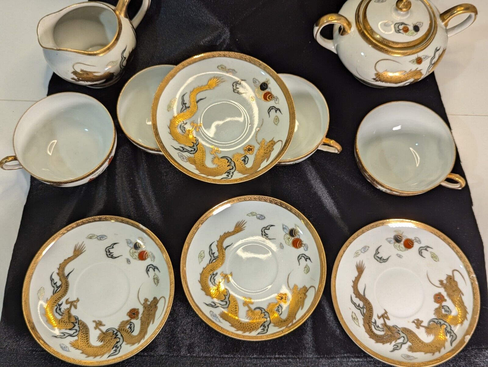 Nippon Imperial Hand-Painted Gold Dragon Tea Set