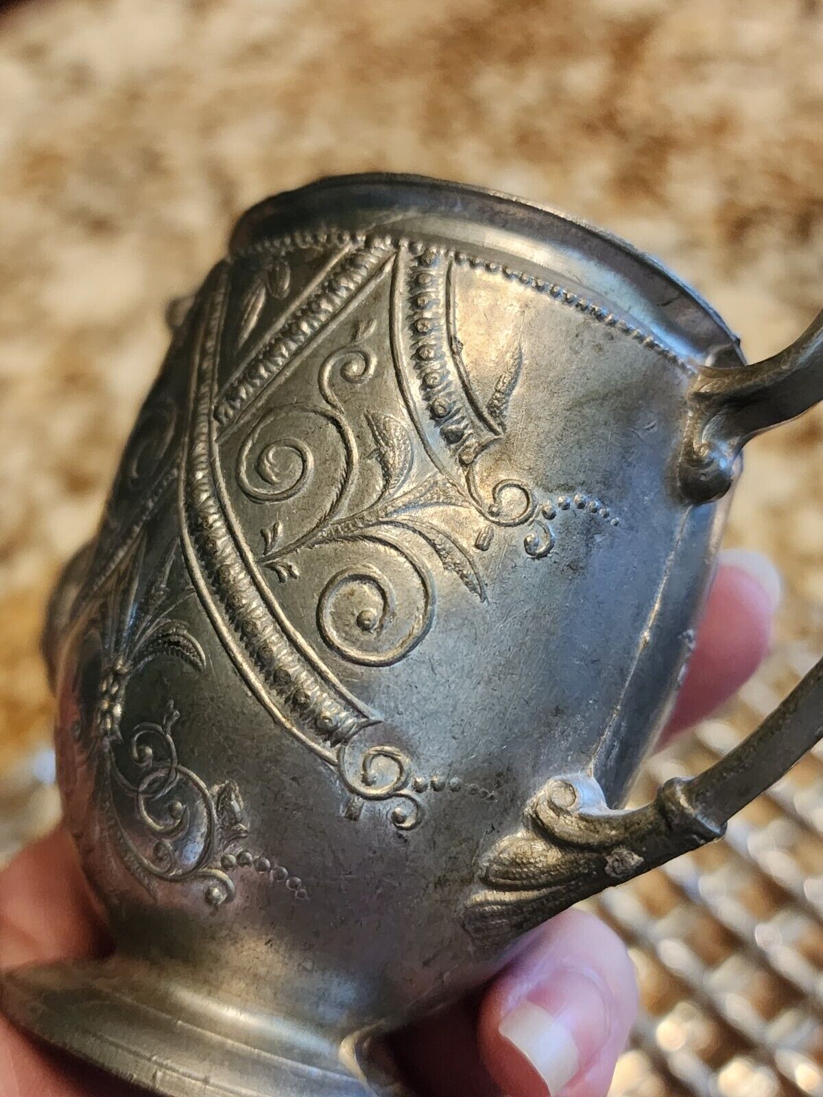Victorian Miniature Pewter Tea Set for Children