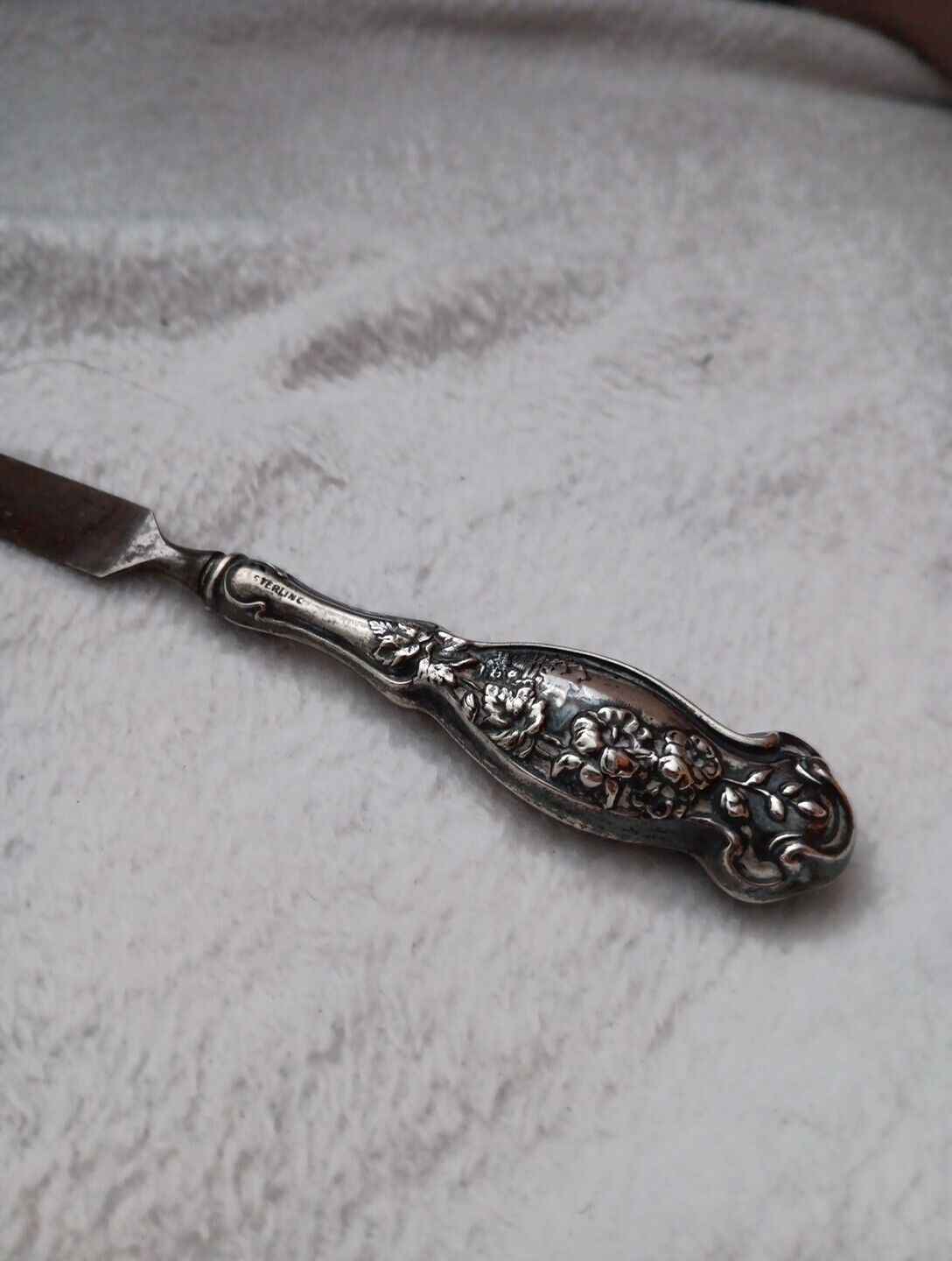 Victorian Sterling Silver Flower Nail File, 1900s