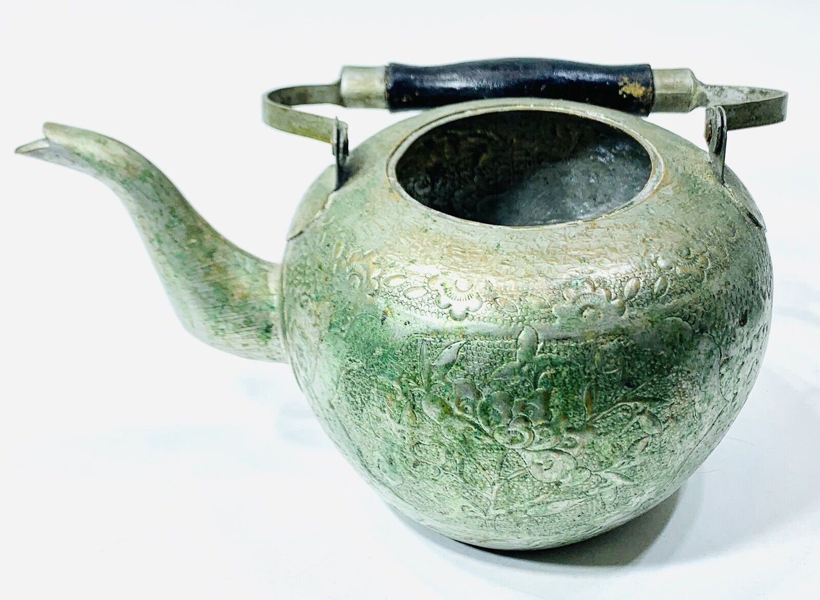 1800s Chinese Silver Plated Copper Tea Pot