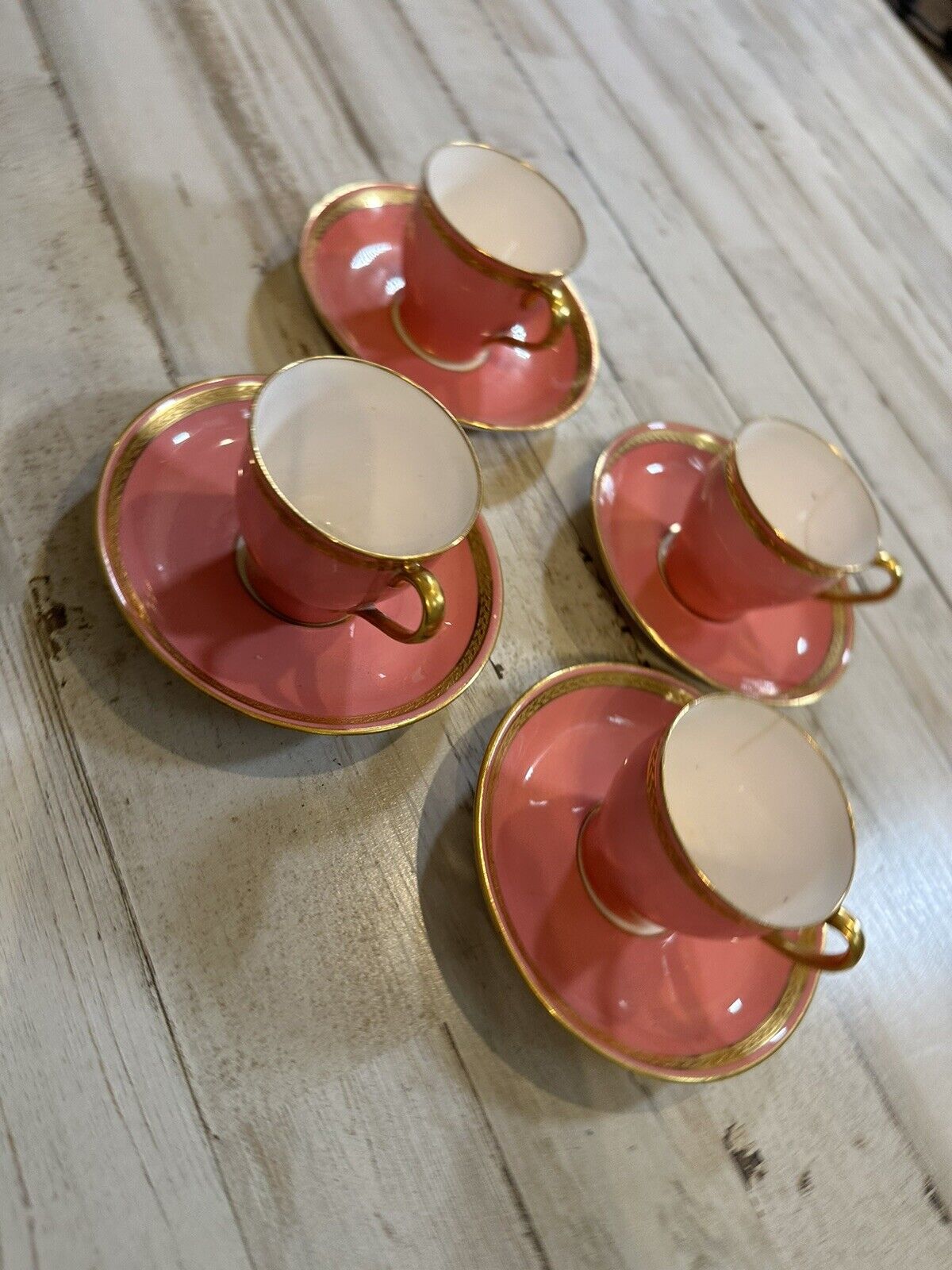 Minton 1800s Pink Gold Antique Teacup & Saucer Set