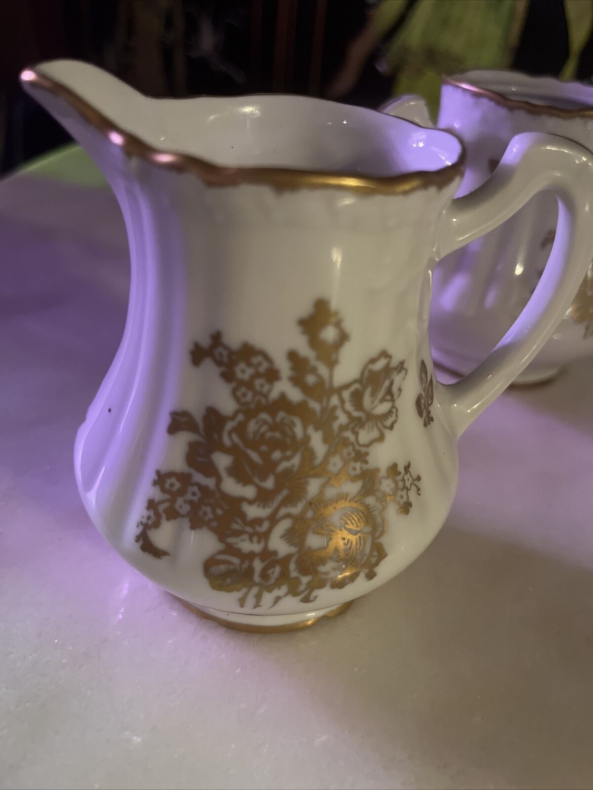 French Gold-Trimmed Limoges Porcelain Tea Set