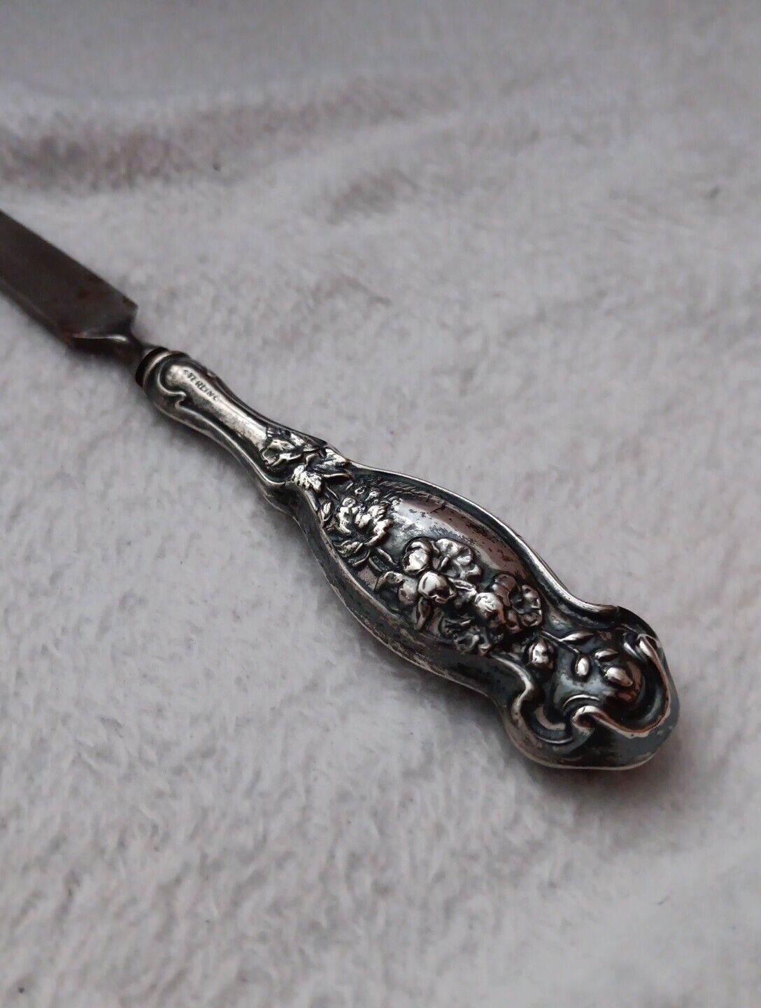 Victorian Sterling Silver Flower Nail File, 1900s