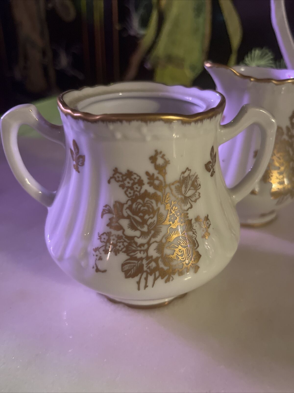 French Gold-Trimmed Limoges Porcelain Tea Set