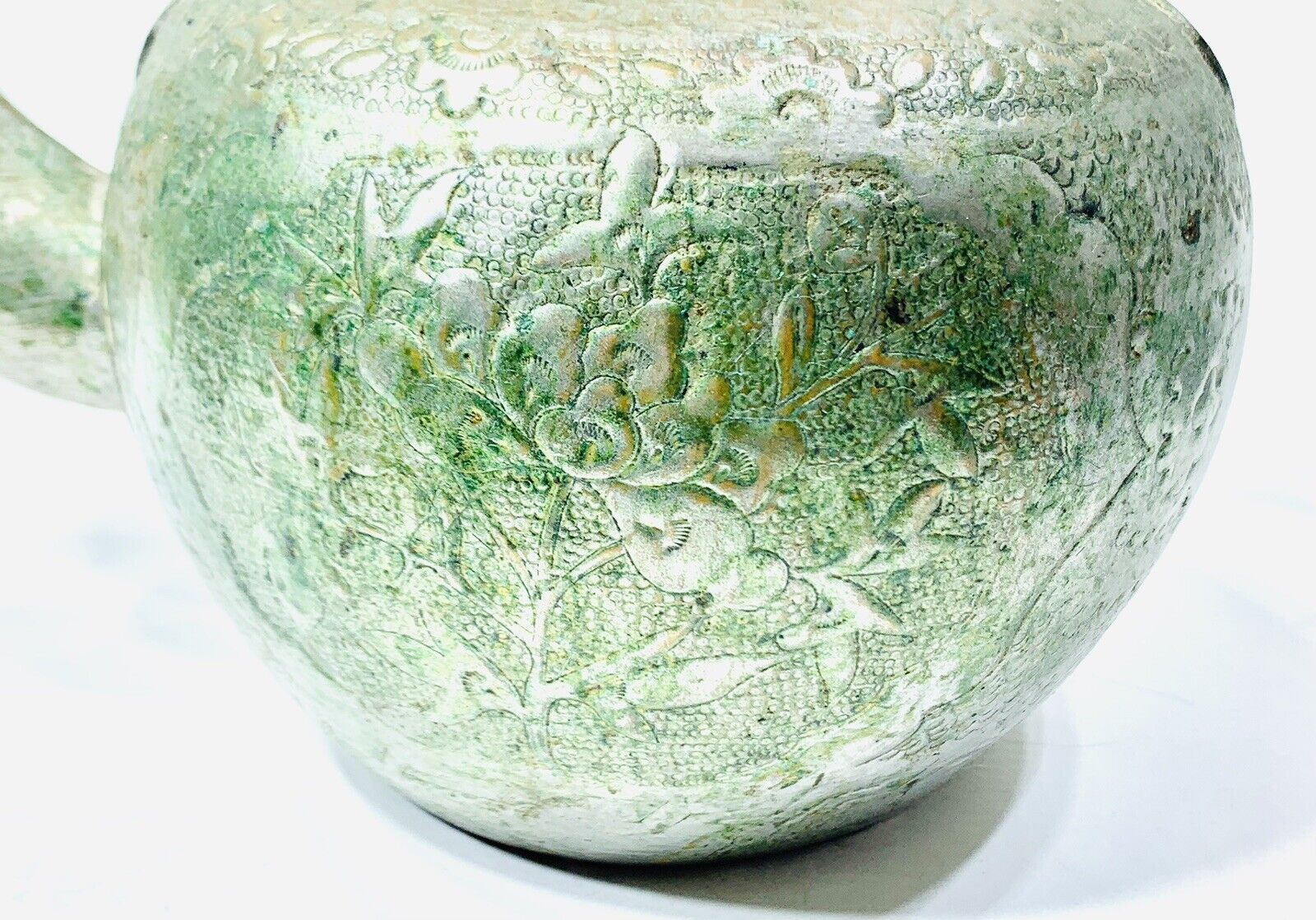 1800s Chinese Silver Plated Copper Tea Pot