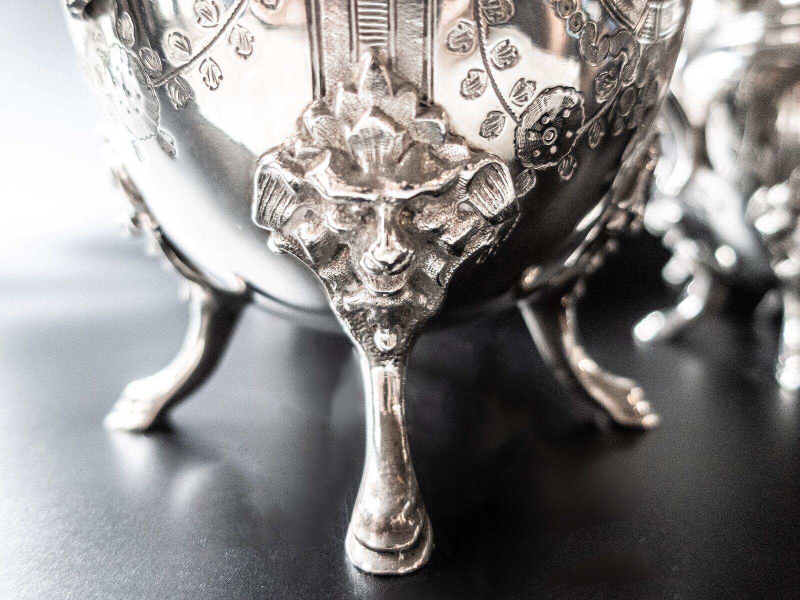 Medallion Portrait Antique Silverplate Tea Set