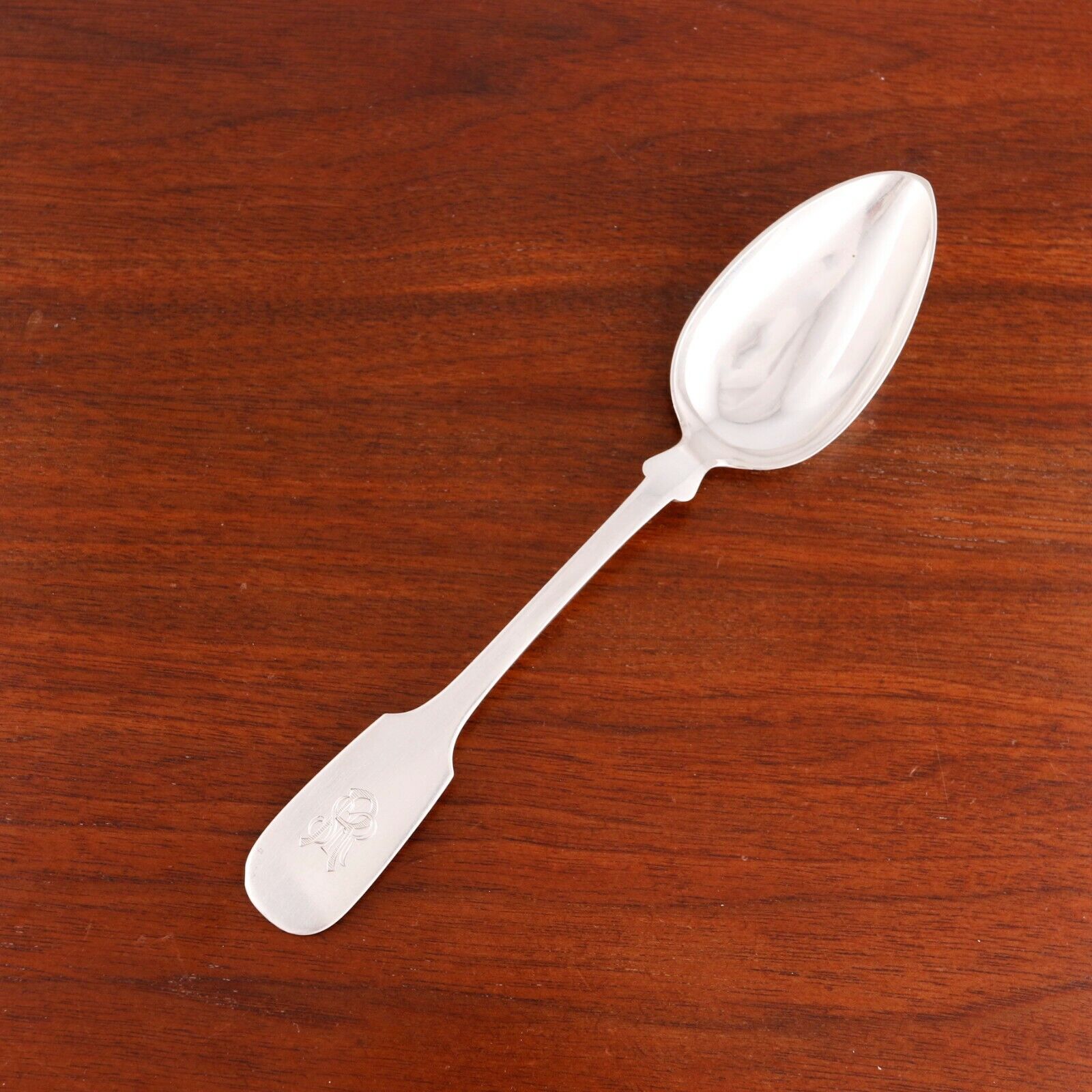Antique German 800 Silver Serving Spoon Fiddleback