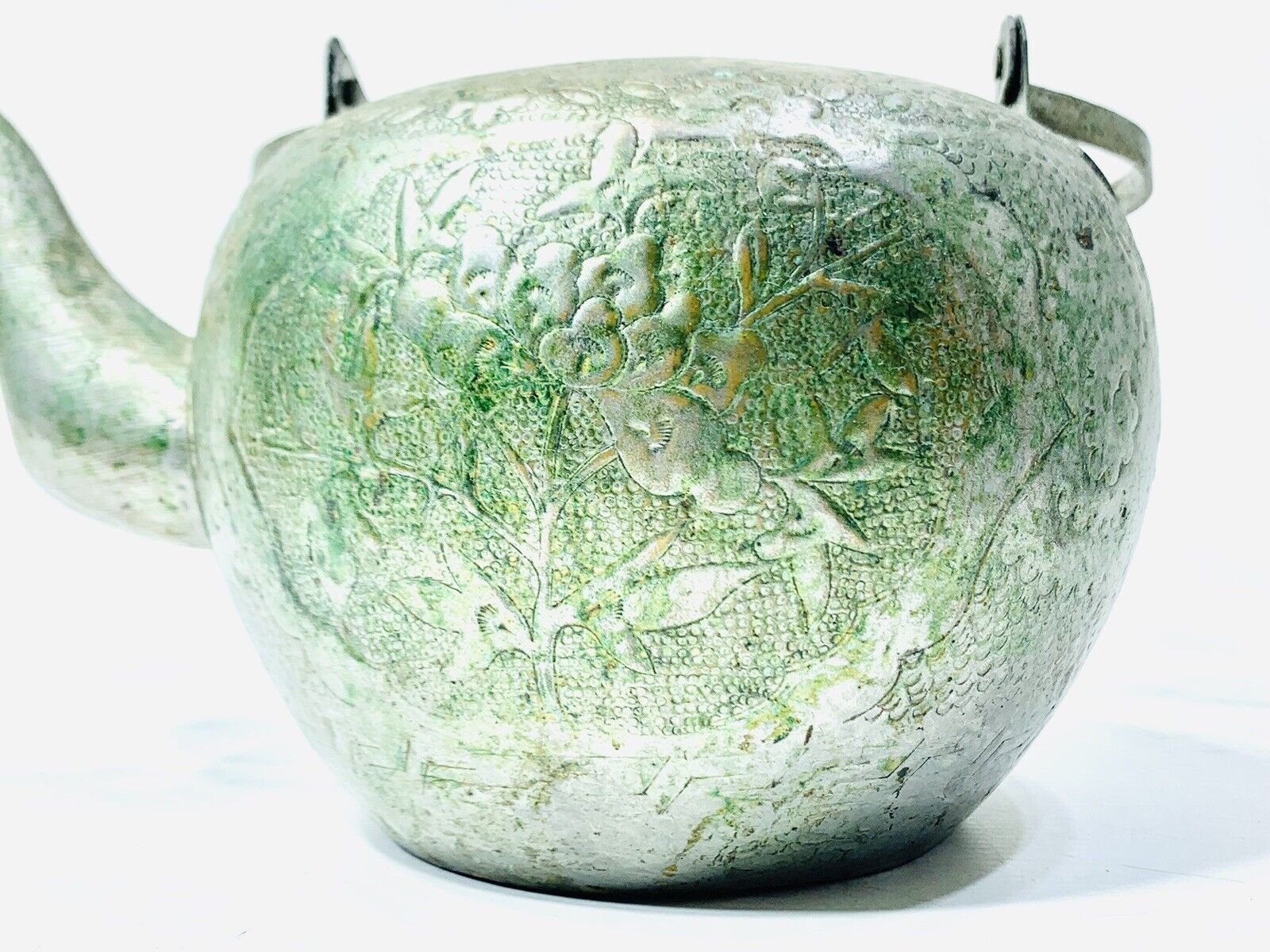 1800s Chinese Silver Plated Copper Tea Pot