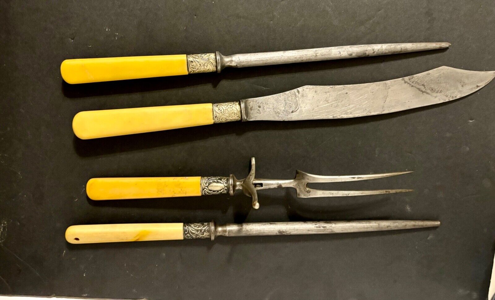 1800s Antique Carving Set with Bakelite Handles