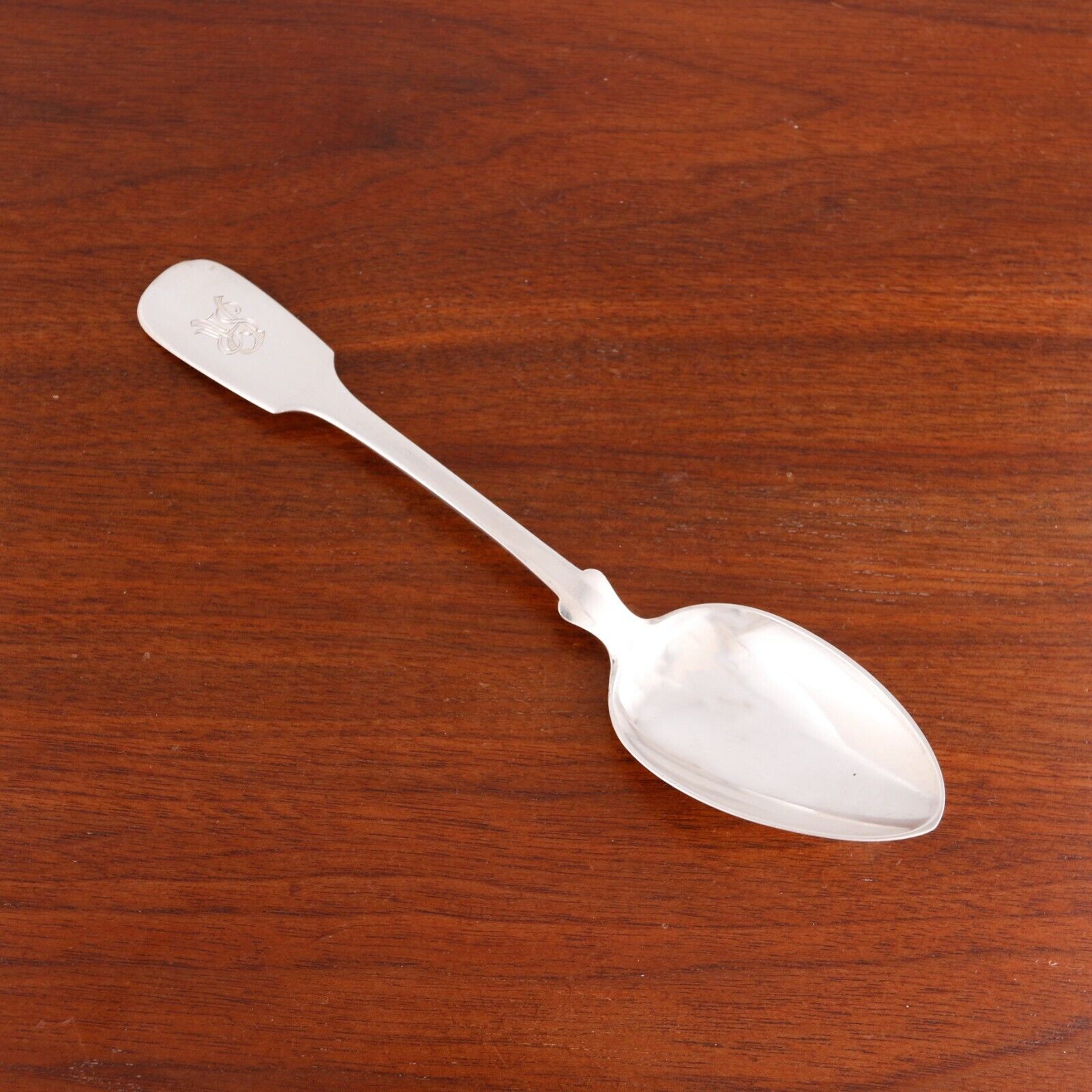 Antique German 800 Silver Serving Spoon Fiddleback