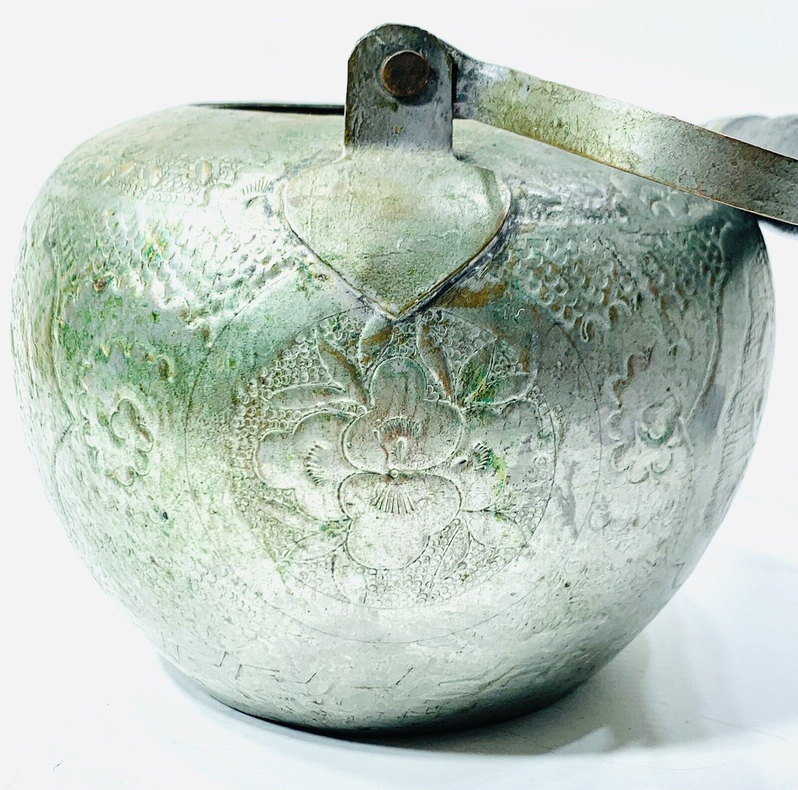 1800s Chinese Silver Plated Copper Tea Pot