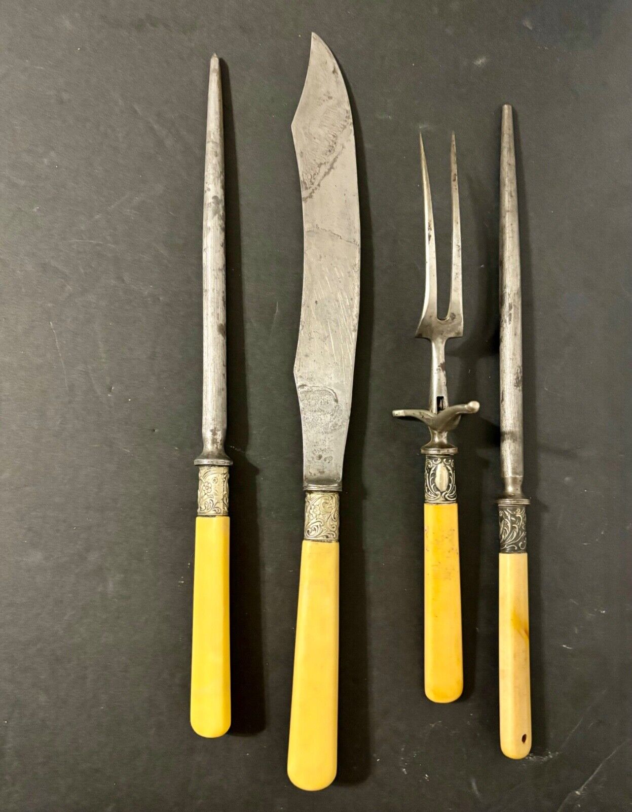 1800s Antique Carving Set with Bakelite Handles