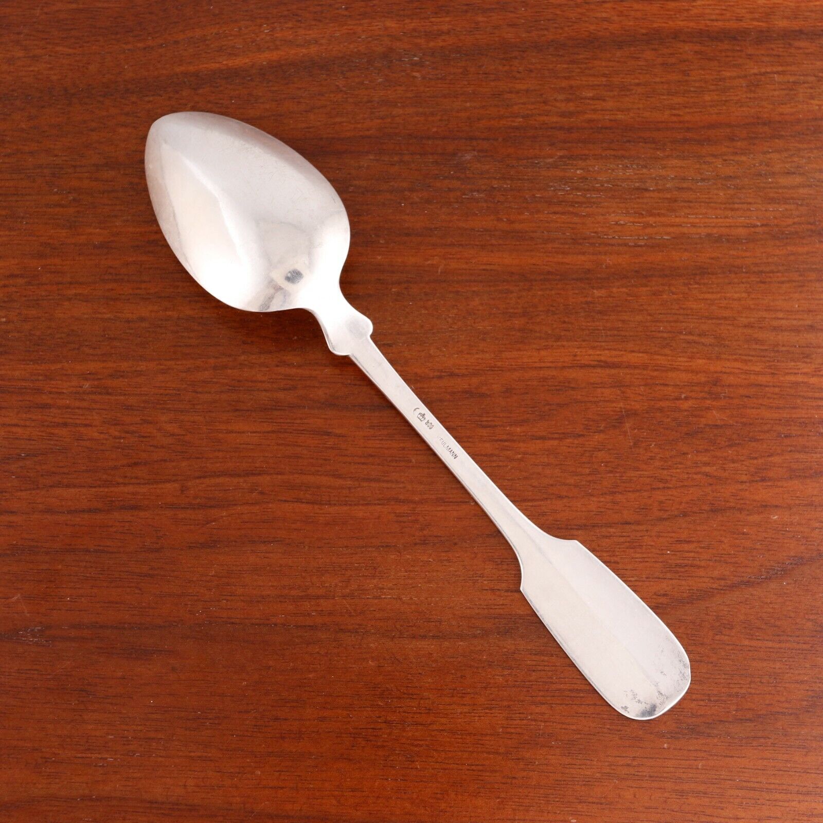Antique German 800 Silver Serving Spoon Fiddleback