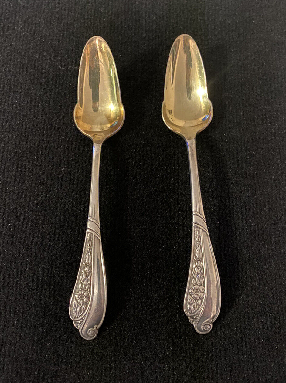 Pairpoint 1880 Antique Silver Gold Wash Fruit Spoons