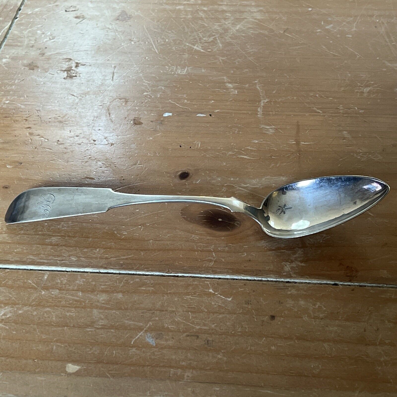 Warrington Co. Antique Coin Silver Serving Spoon