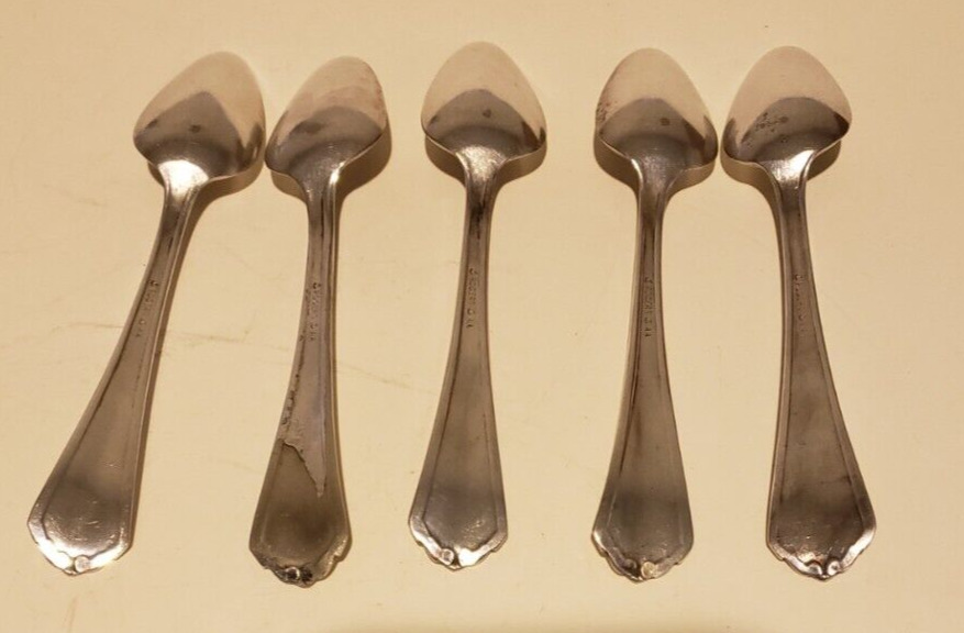 5pc Early 1900s Silverplate Citrus Spoons Set