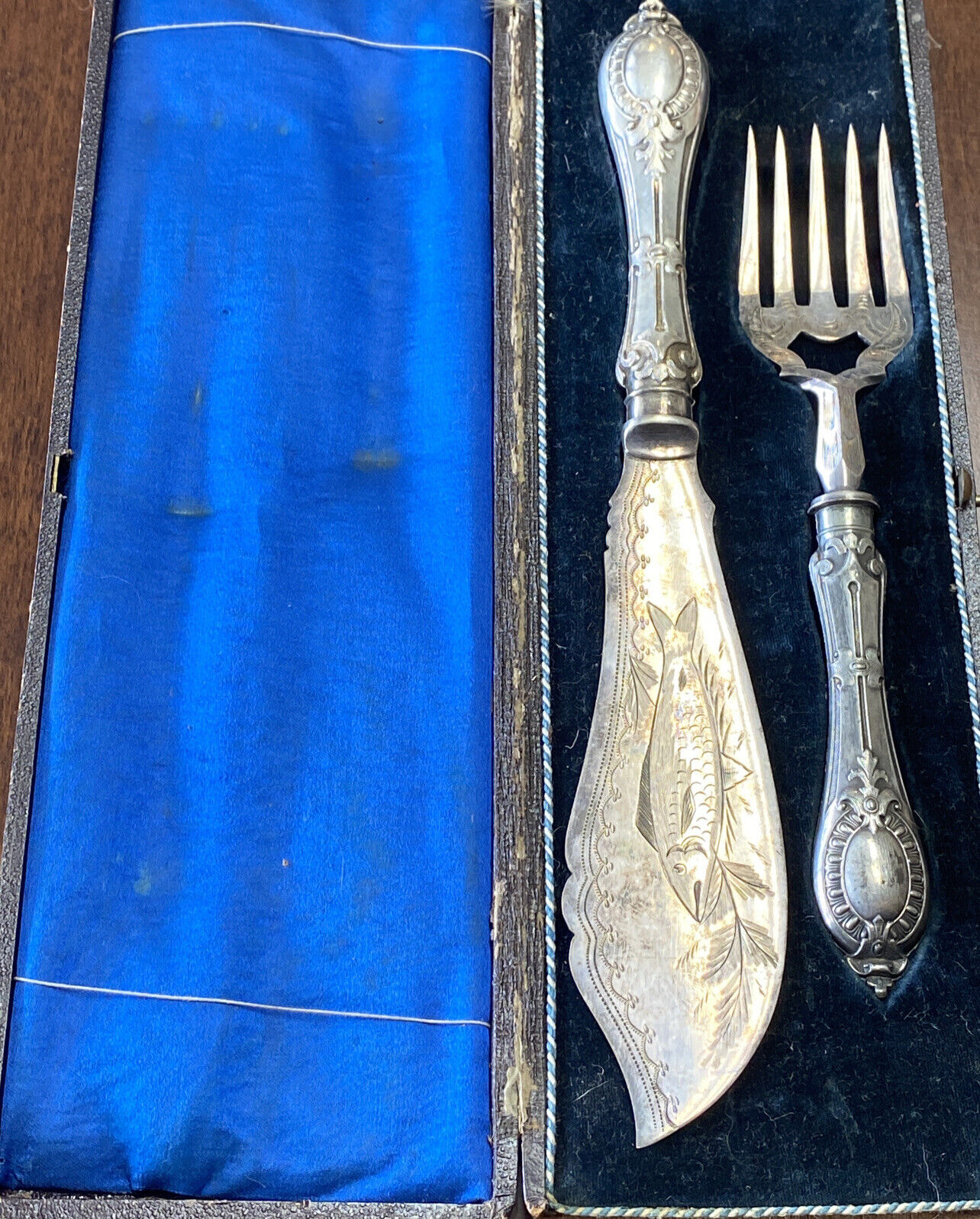 Victorian Silverplate Fish Knife and Fork Set