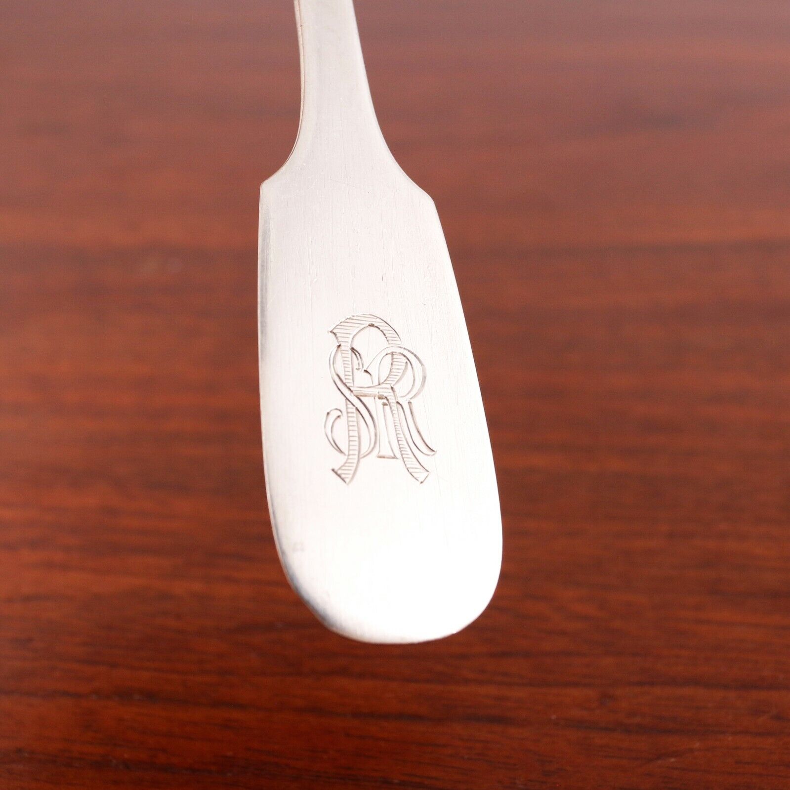 Antique German 800 Silver Serving Spoon Fiddleback