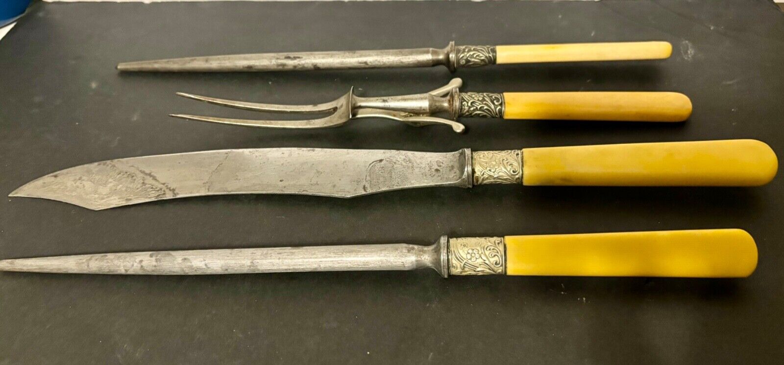 1800s Antique Carving Set with Bakelite Handles