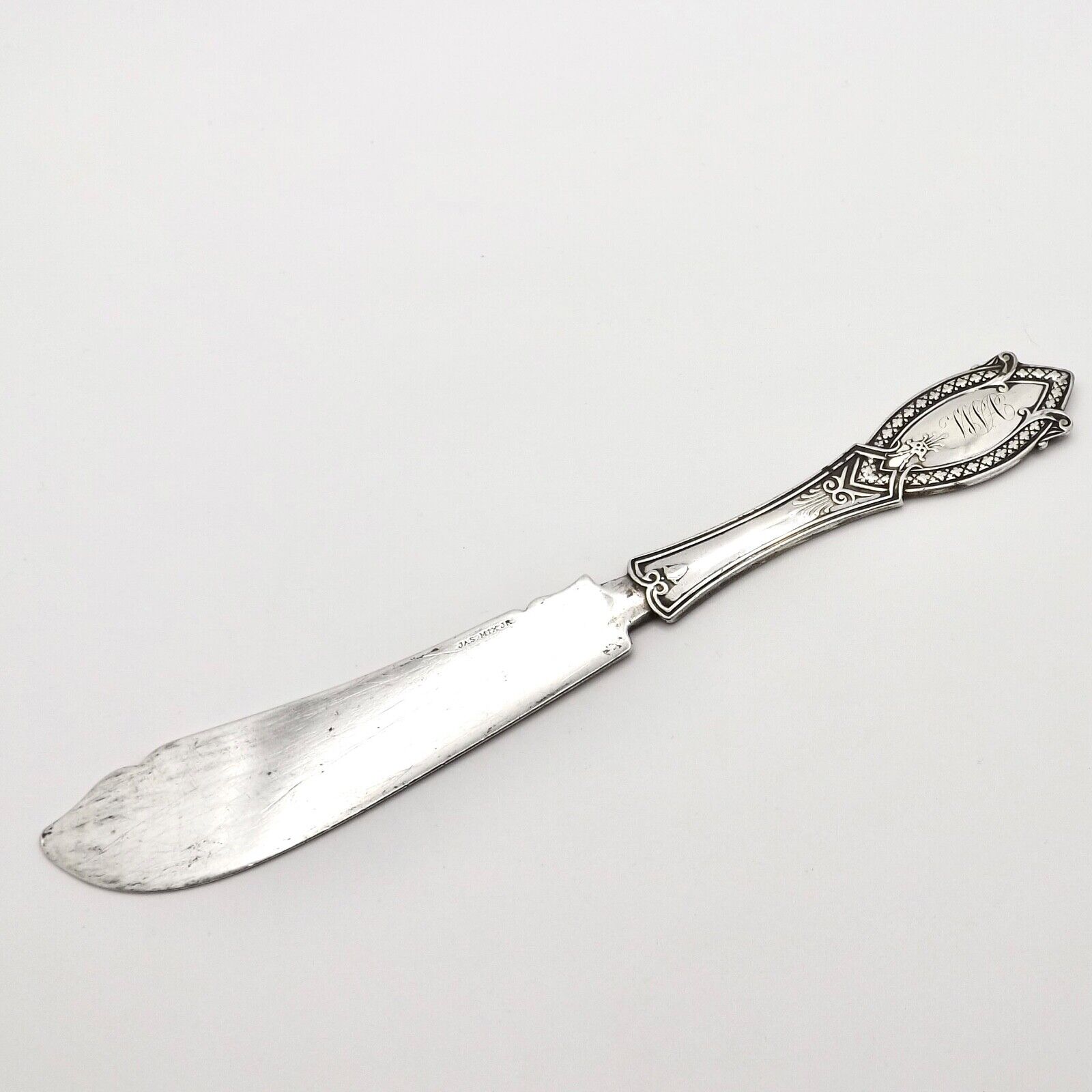 Ornate 1800s Sterling Silver Butter Knife Spreader