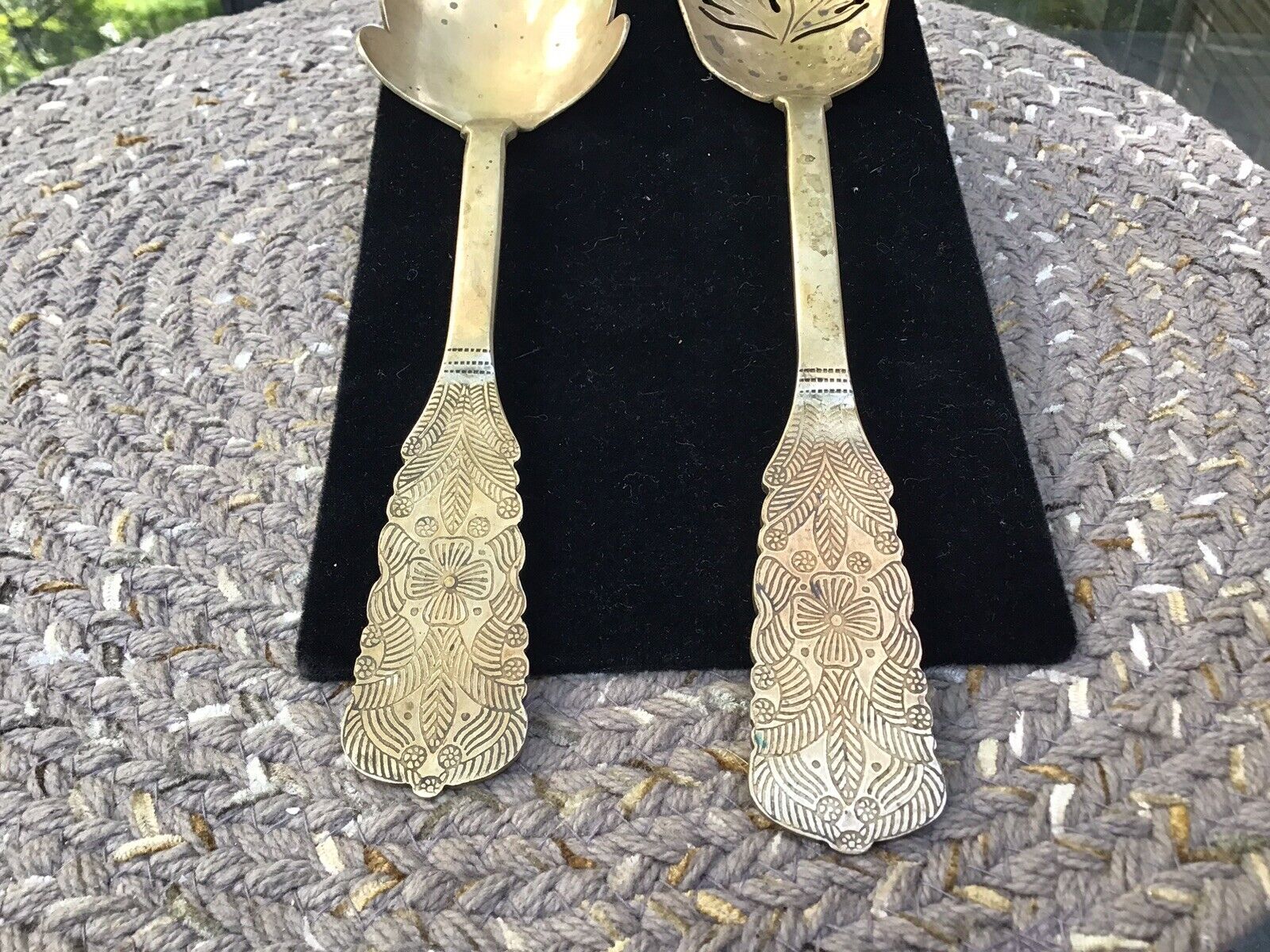 1800s Antique Silver Serving Spoon Set, Stamped 900
