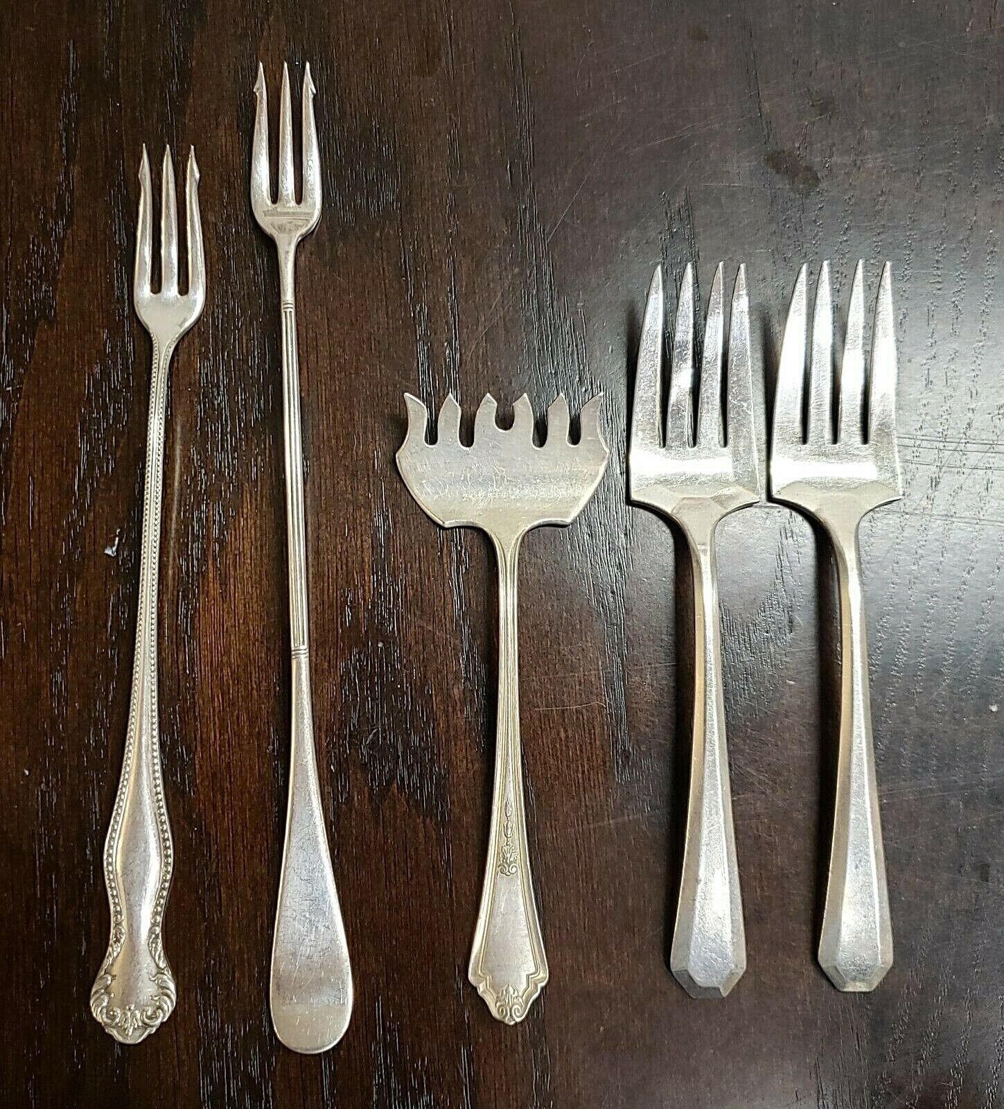 Set of 5 Vintage Silver Plate Forks