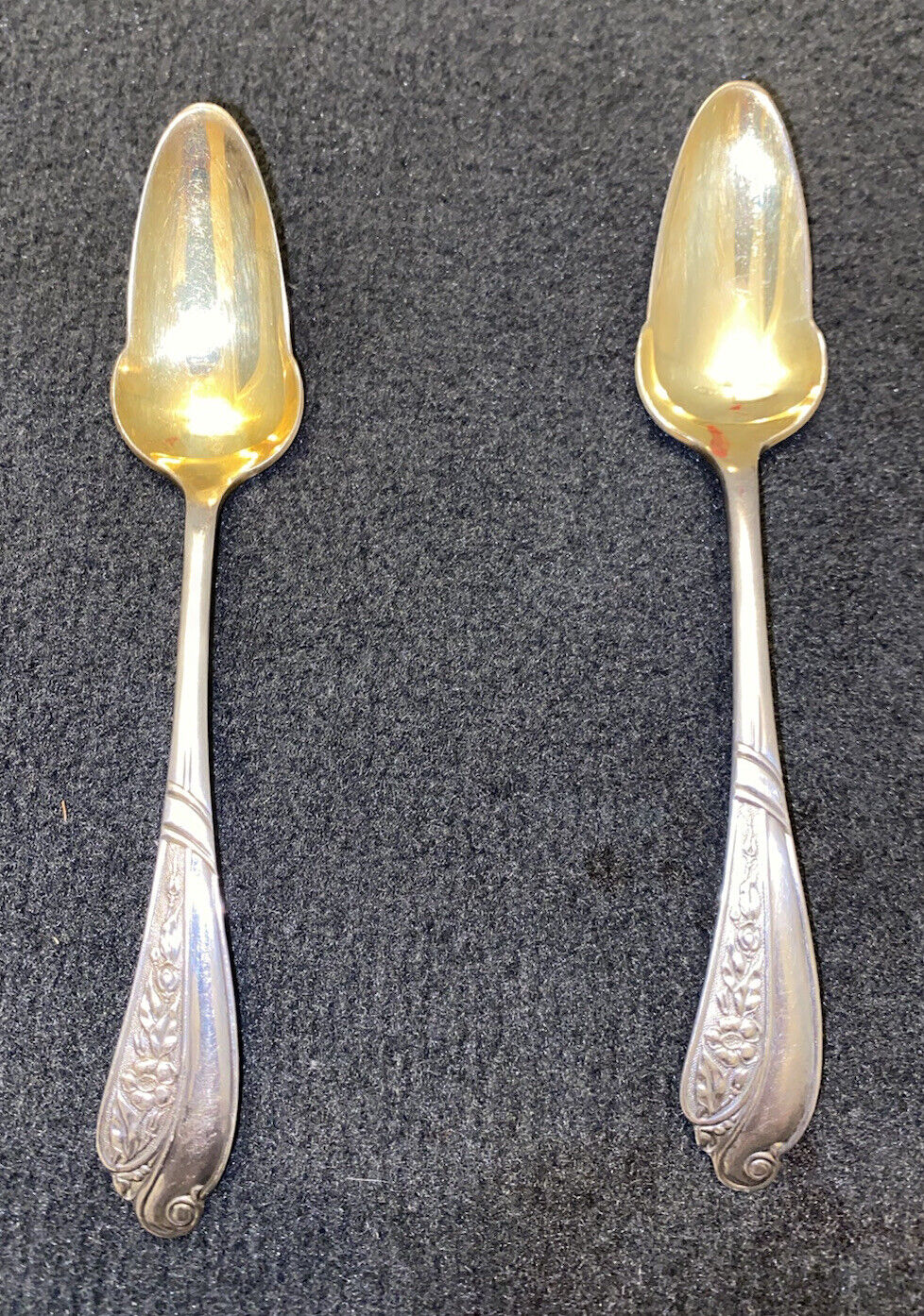 Pairpoint 1880 Antique Silver Gold Wash Fruit Spoons