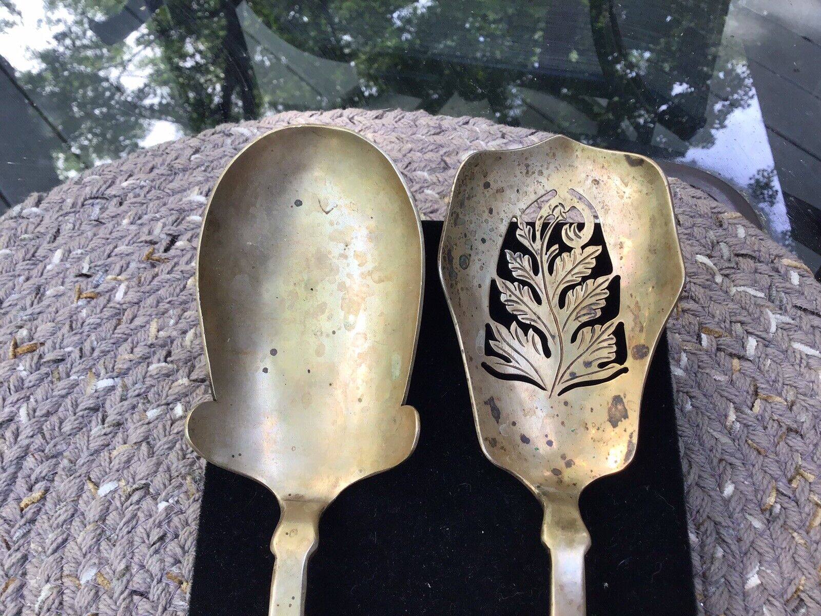 1800s Antique Silver Serving Spoon Set, Stamped 900