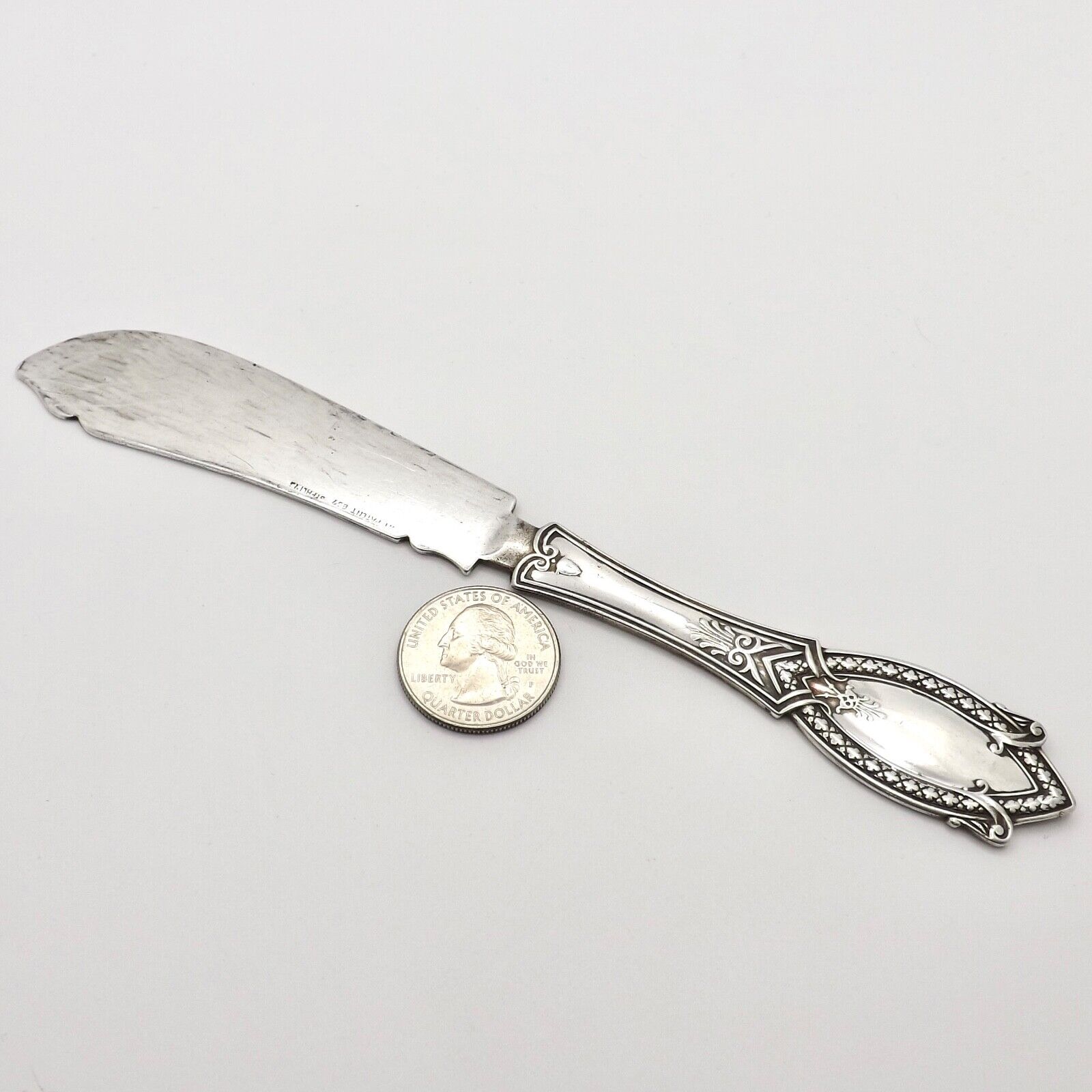 Ornate 1800s Sterling Silver Butter Knife Spreader