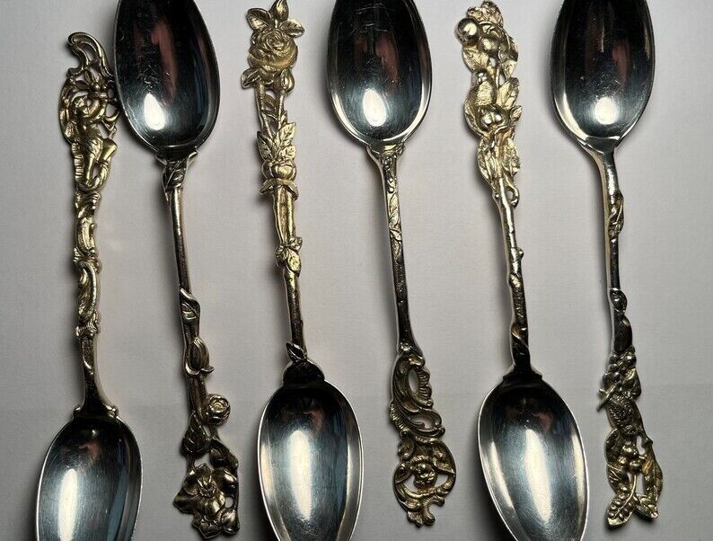 Antique Gorham La Fleur Gold Washed Silver Spoons