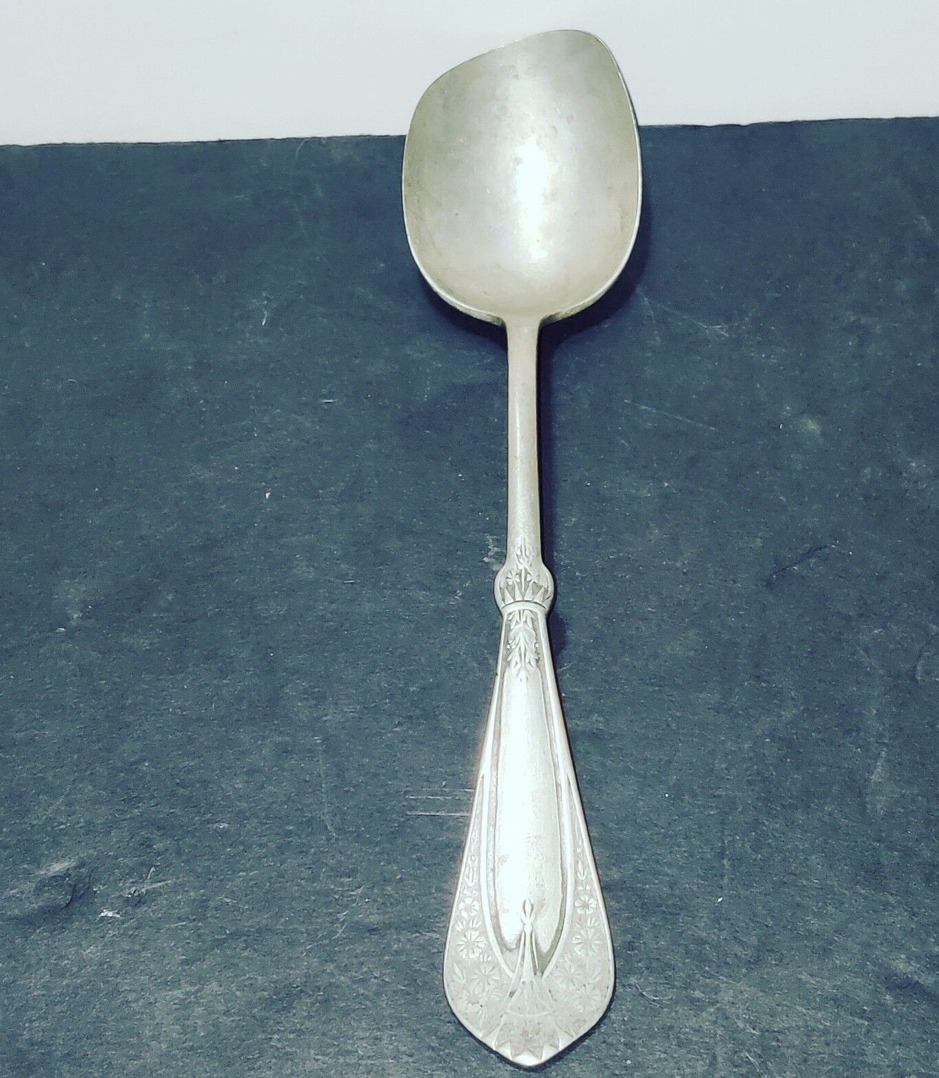 1800s Randall Hall & Co Floral Hammered Spoon
