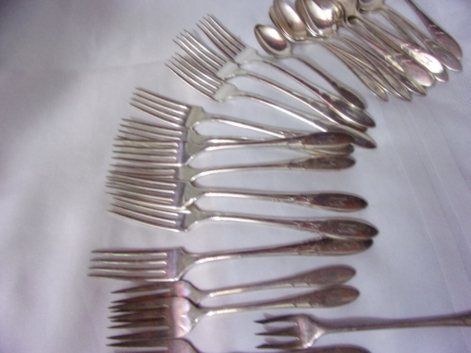 Antique 33-Piece Monogrammed Community Silverplate Flatware