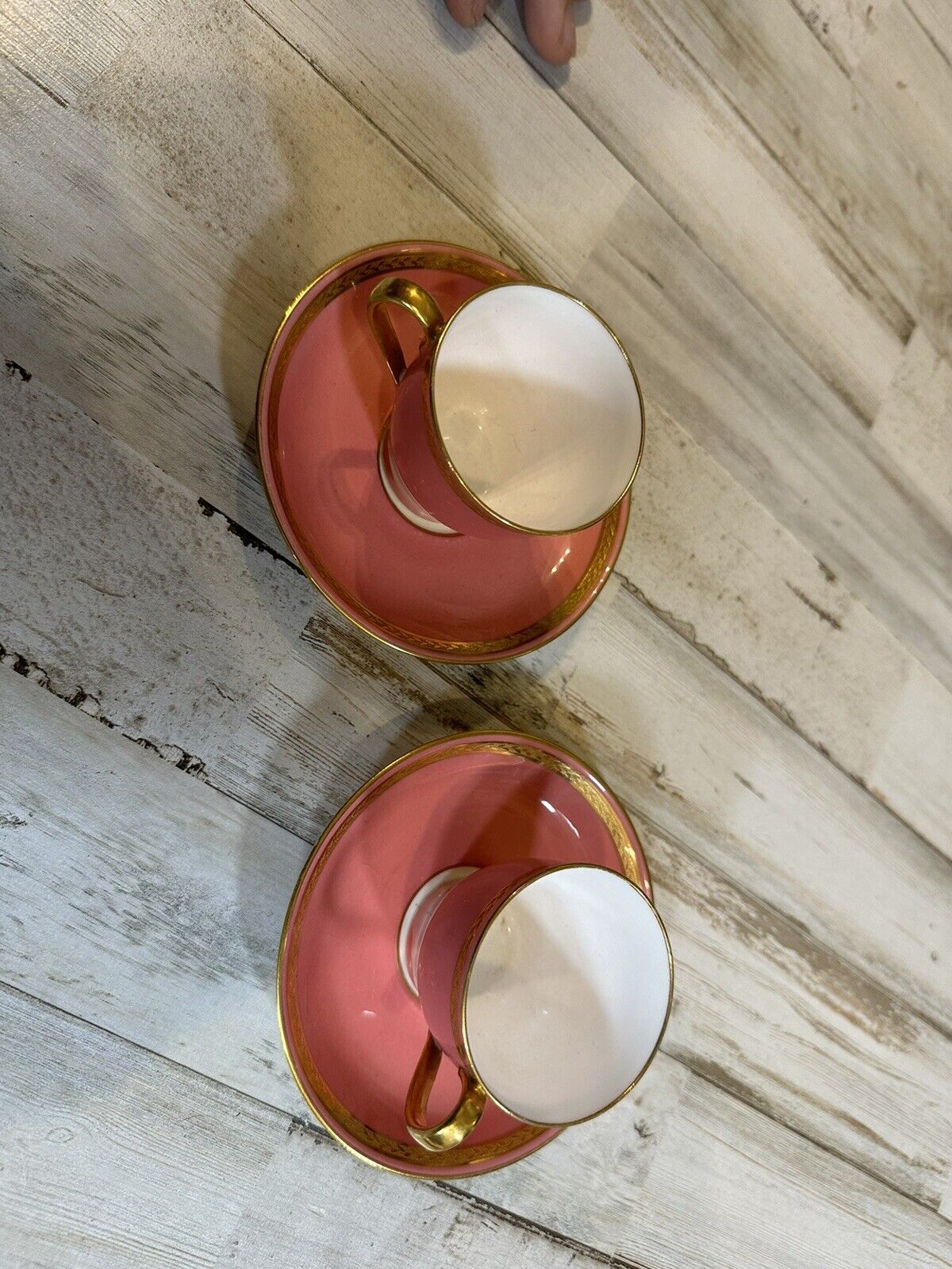 Minton 1800s Pink Gold Antique Teacup & Saucer Set