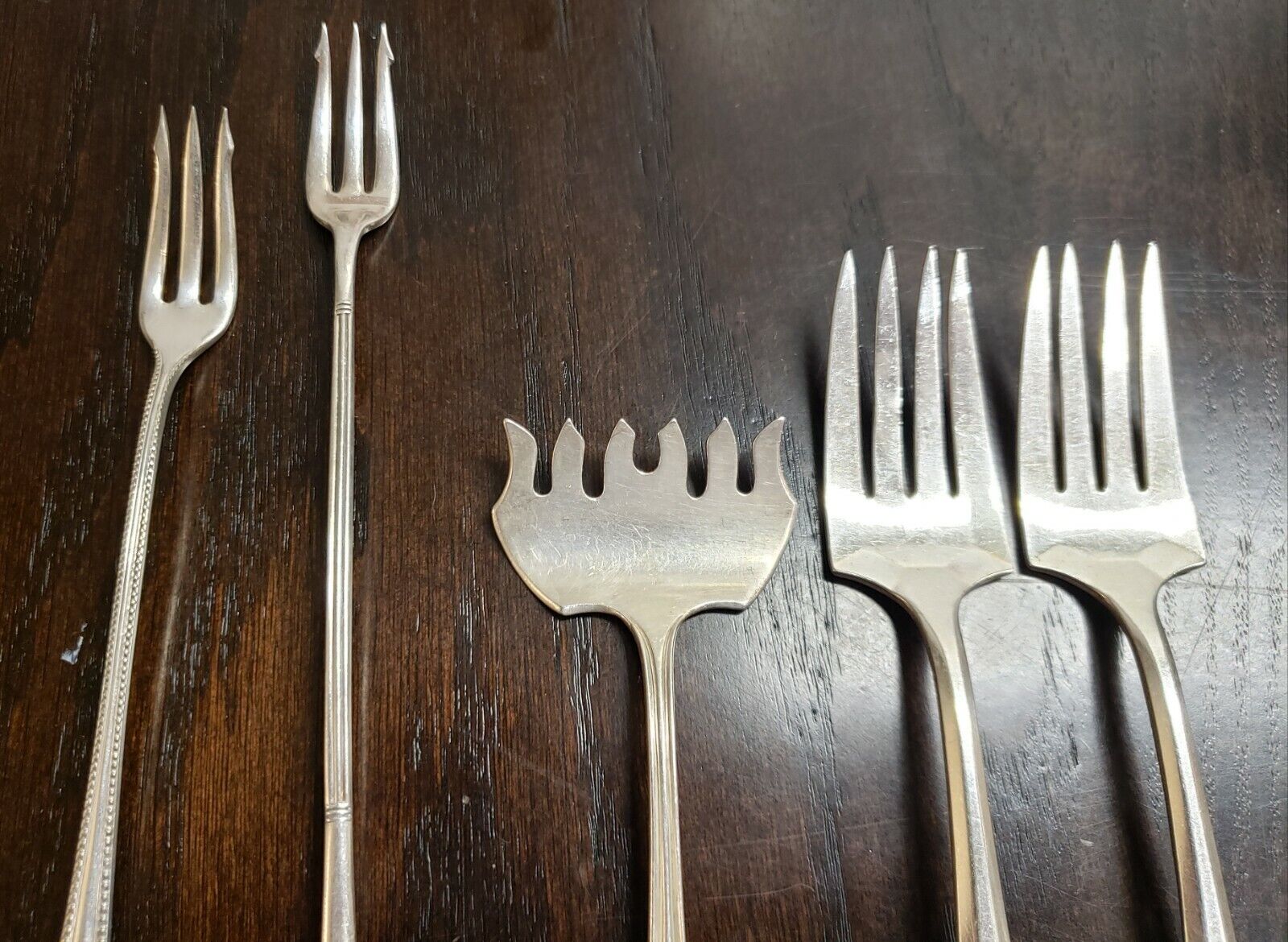 Set of 5 Vintage Silver Plate Forks