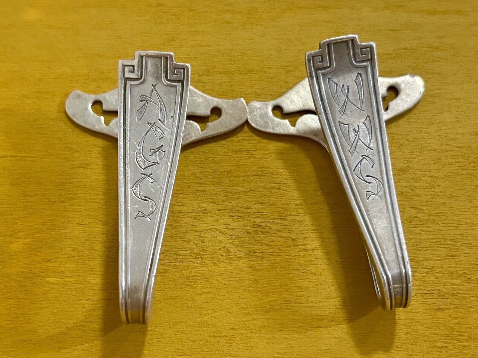 Gorham Sterling Silver Napkin Clip Pair, 1800s