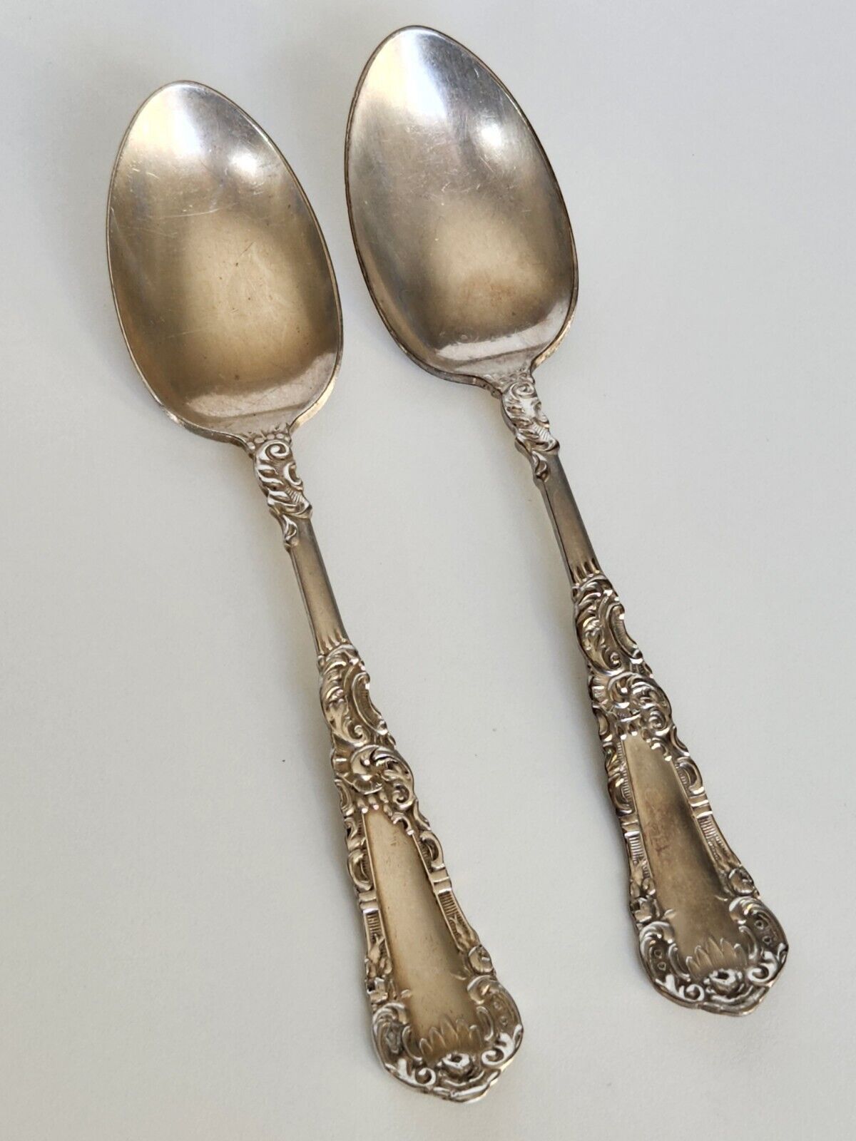 Pair of Vintage Wm Rogers Ornate Silver Spoons