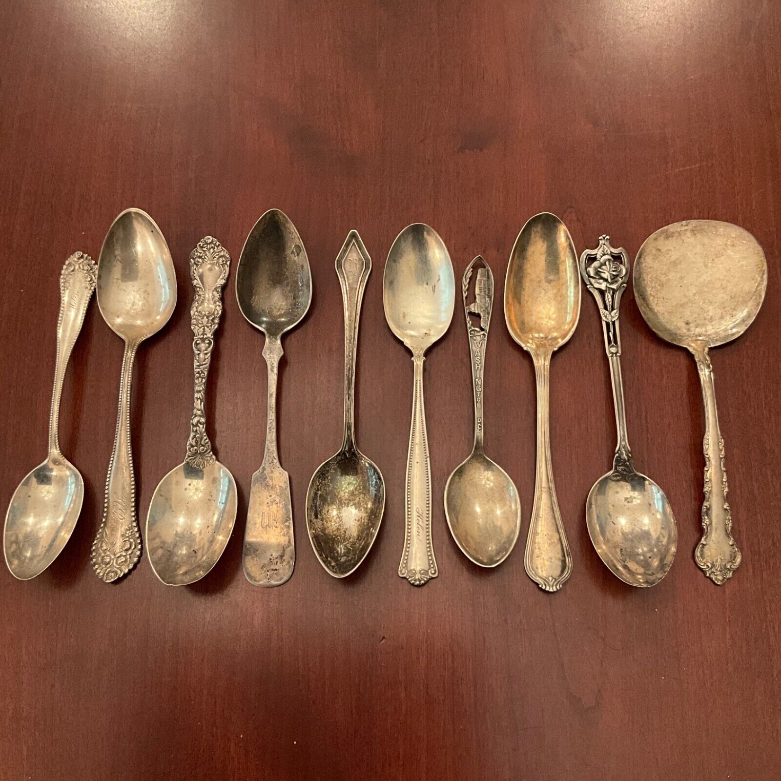 Set of 10 Vintage Silver Spoons - Early 1900s